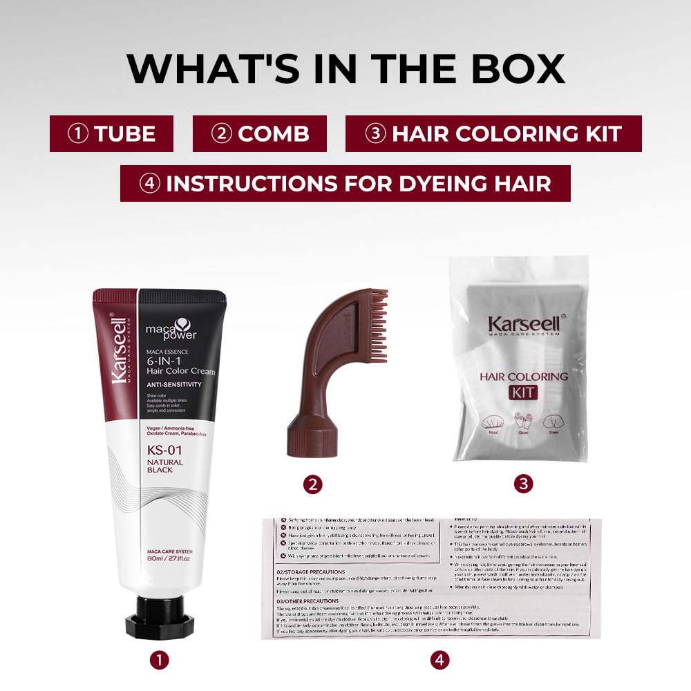 Foto 6 pulgar | Tinte Para El Cabello Karseell Easy Pein-color Para Hombre, 80 Ml, Negro - Venta Internacional.