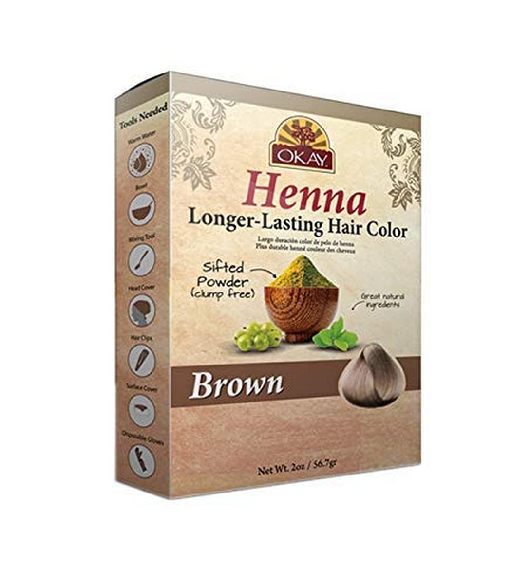 Tinte De Pelo Con Henna, Color Marrón Más Duradero, 50 G - Venta Internacional.