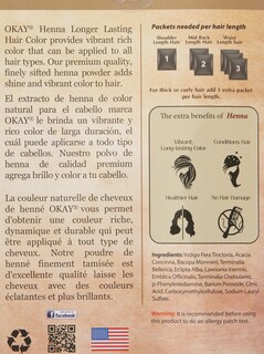 Foto 2 | Tinte Para El Cabello Con Henna Okay Pure Naturals, Negro Natural, 60 Ml - Venta Internacional.
