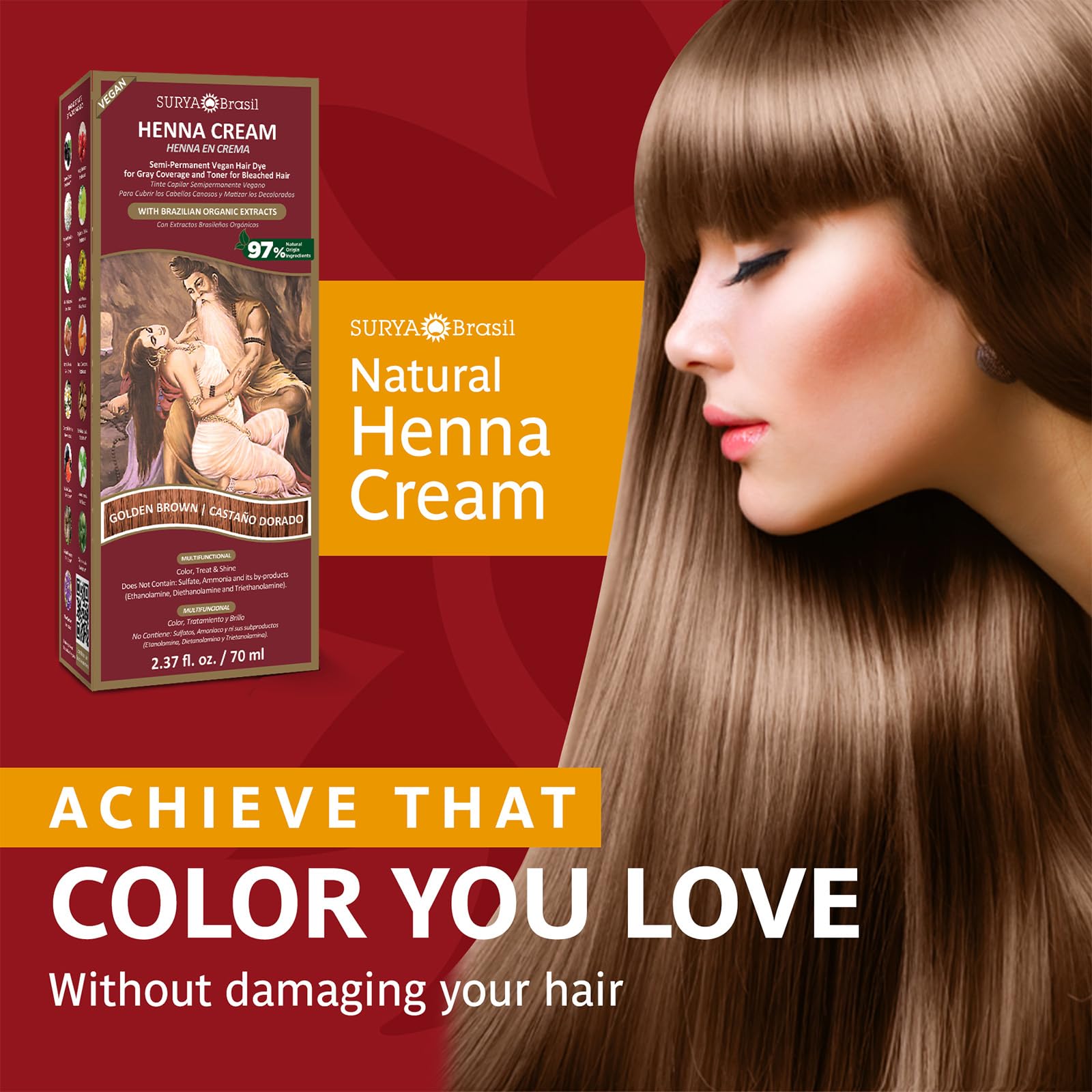 Foto 7 pulgar | Tratamiento De Coloración Capilar Surya Brasil Henna Cream Golden Brown - Venta Internacional.