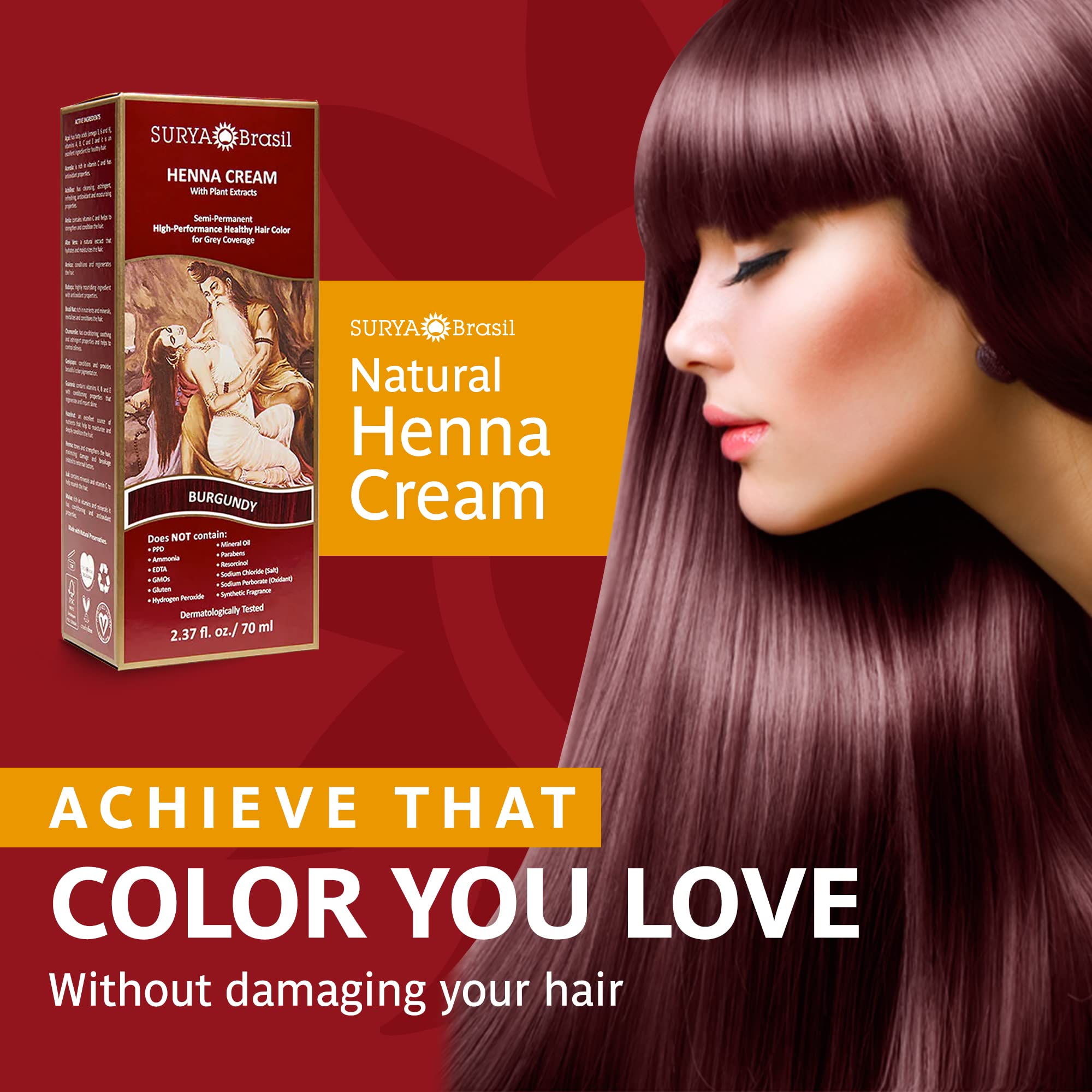 Foto 3 pulgar | Crema De Henna Surya Brasil Borgoña 70 Ml - Venta Internacional.