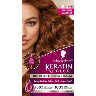 Foto 1 | Tinte Para El Cabello Schwarzkopf Keratin Color 7.7 Medium Auburn 1 Aplicación - Venta Internacional.