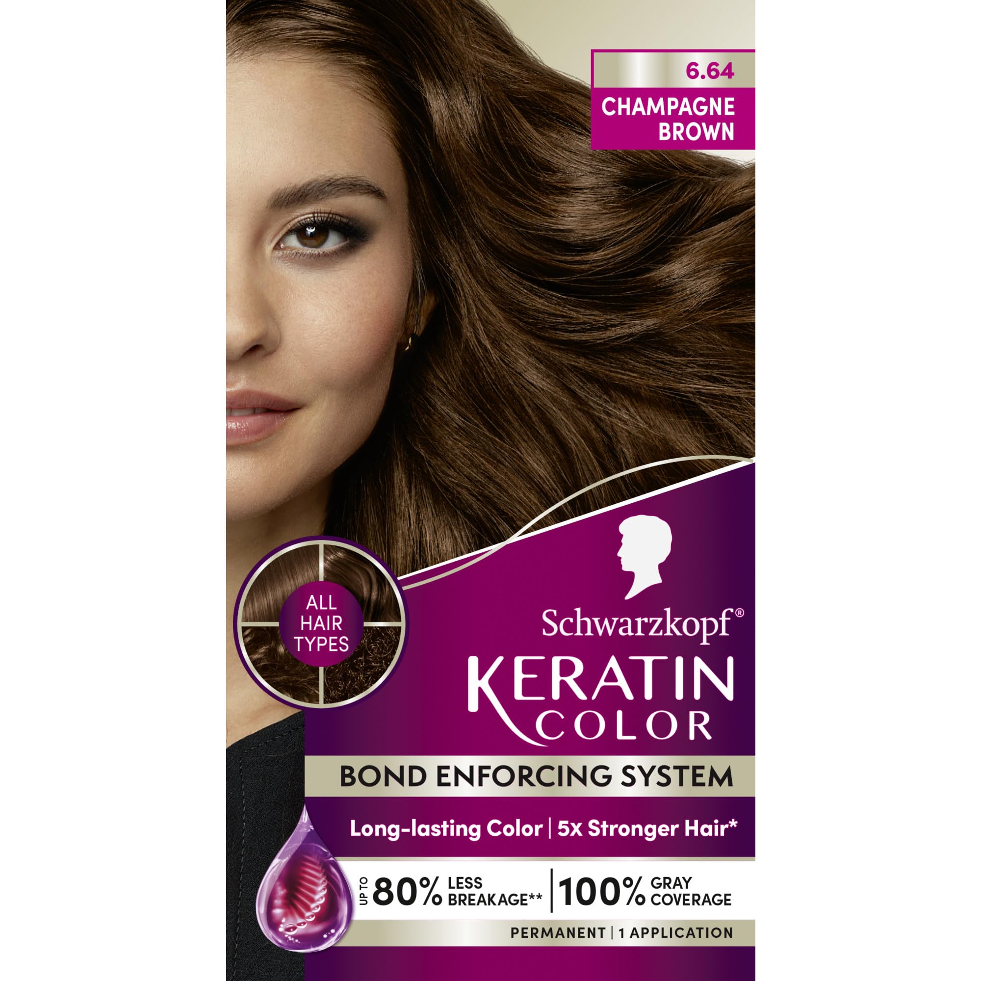 Tinte Para El Cabello Schwarzkopf Keratin Color 6.64 Champagne Brown - Venta Internacional.