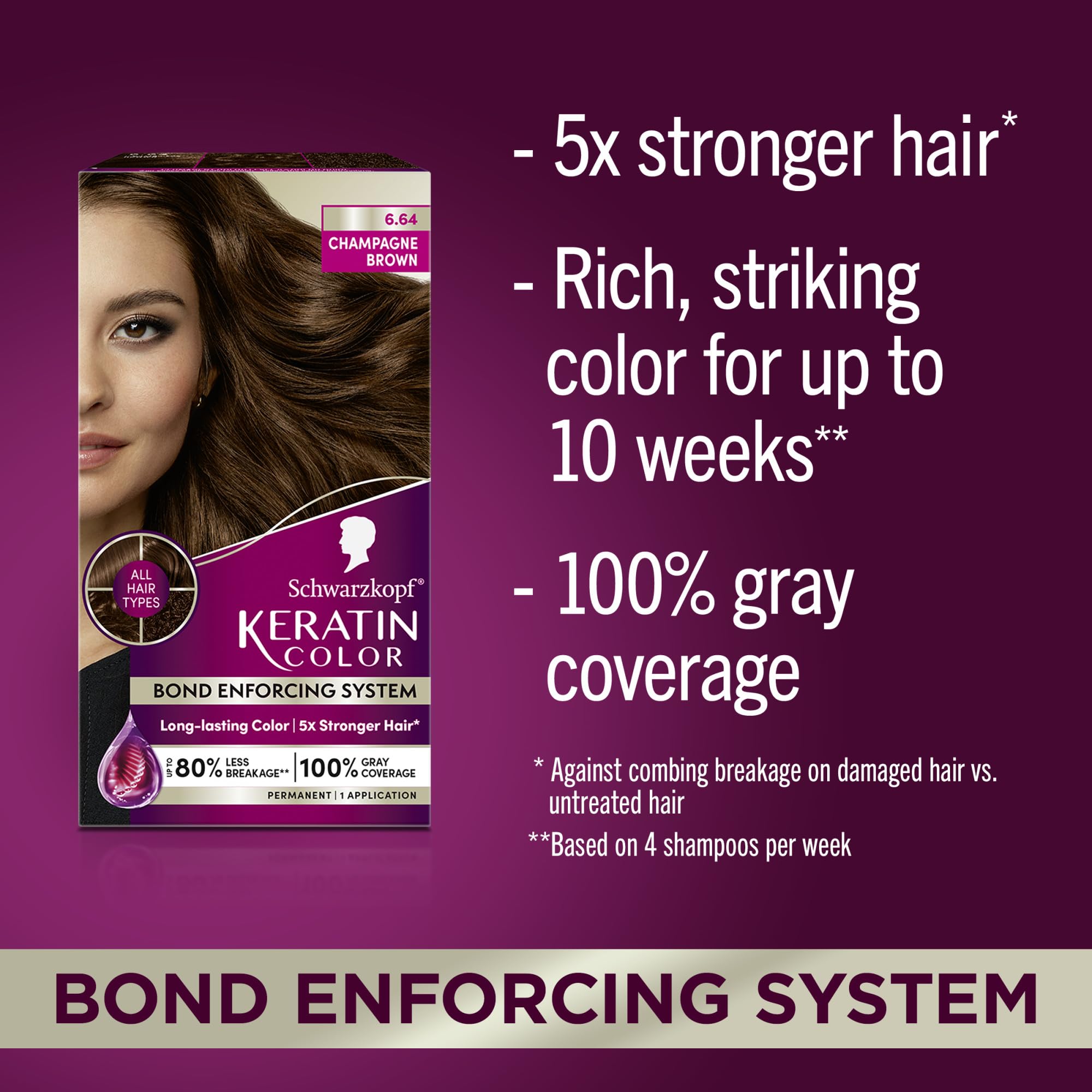 Foto 3 pulgar | Tinte Para El Cabello Schwarzkopf Keratin Color 6.64 Champagne Brown - Venta Internacional.