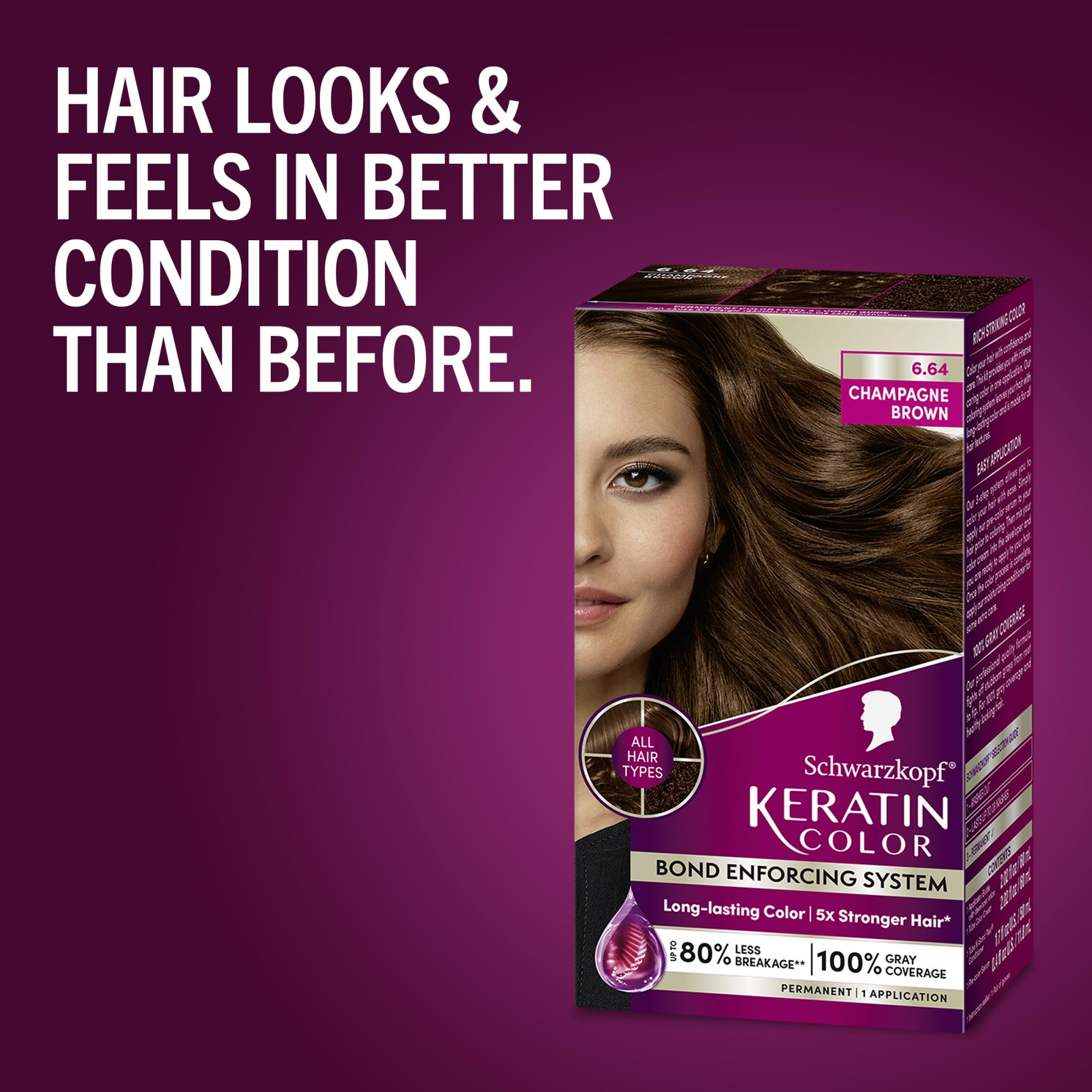 Foto 7 pulgar | Tinte Para El Cabello Schwarzkopf Keratin Color 6.64 Champagne Brown - Venta Internacional.