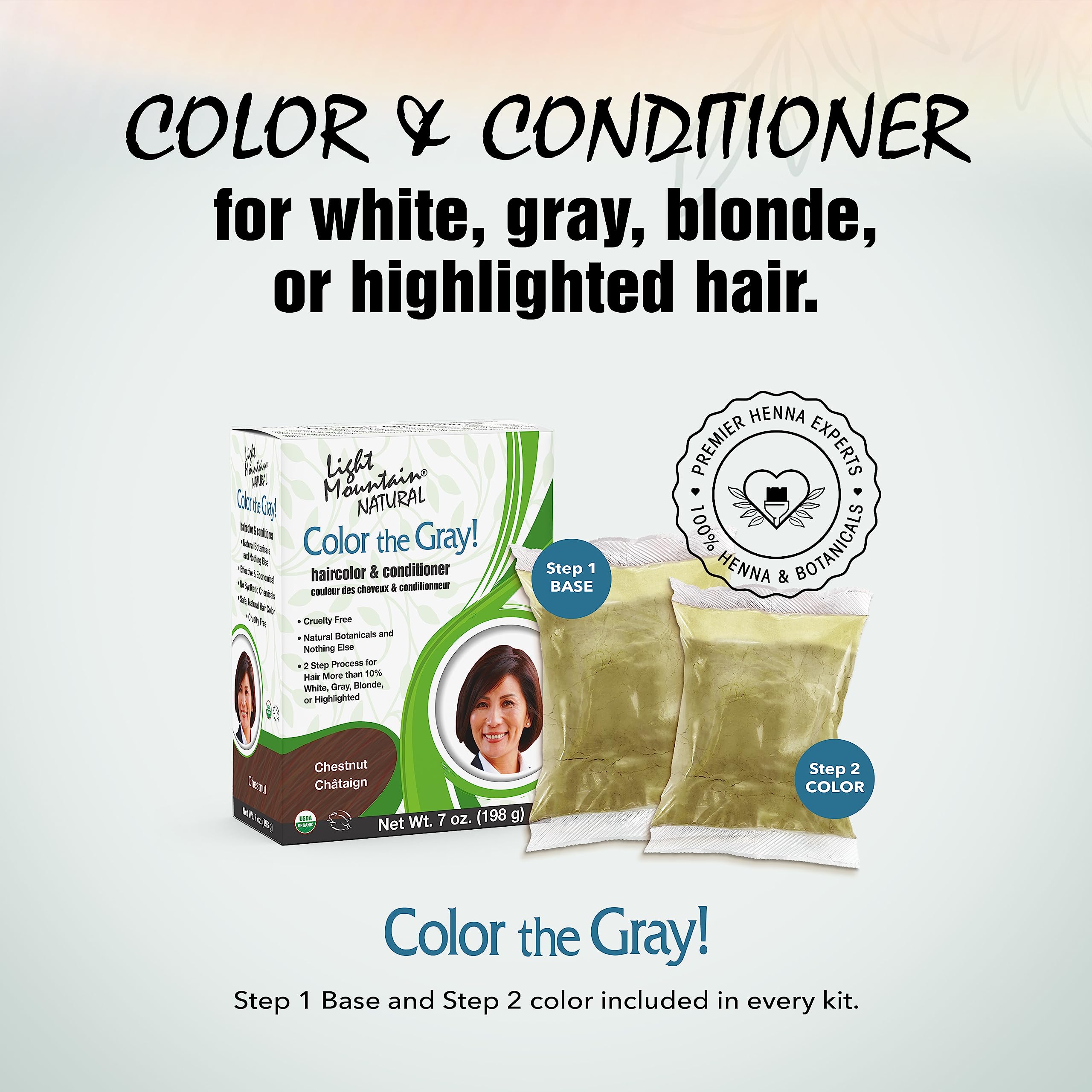 Foto 3 pulgar | Tinte Para El Cabello Light Mountain Henna Color Chestnut 200 Ml - Venta Internacional.