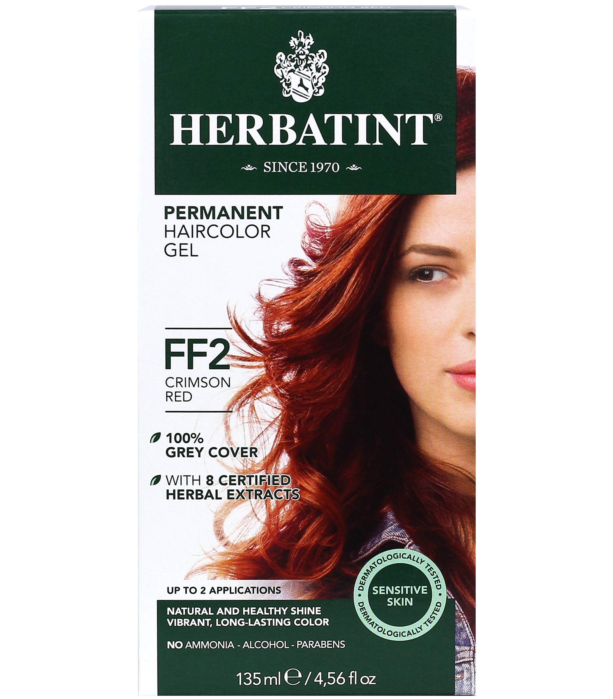 Gel Para El Cabello Herbatint Ff2  Rojo Carmesí  135 Ml  Cobertura 100% Gris - Venta Internacional.
