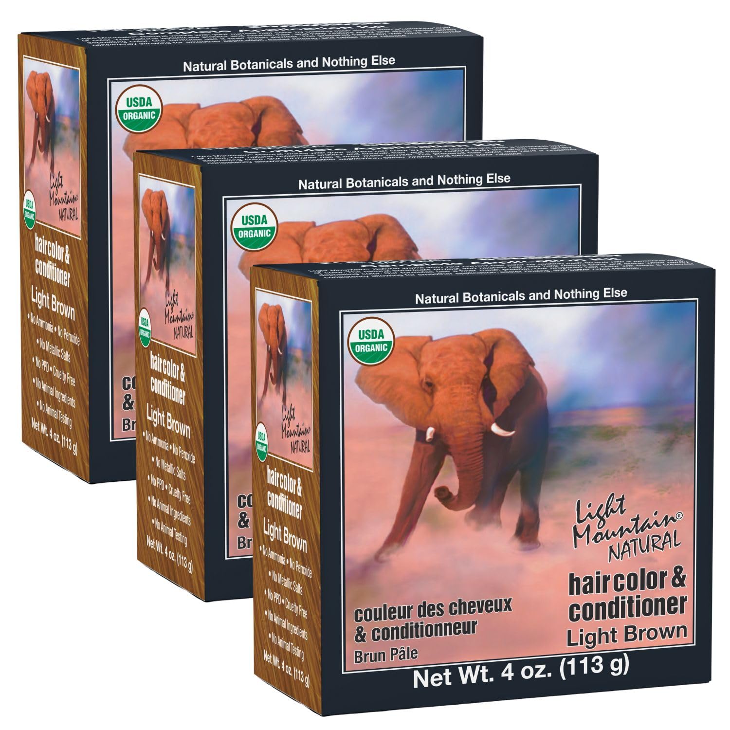 Tinte Para El Cabello Light Mountain Henna  Marrón Claro  120 Ml (paquete De 3) - Venta Internacional.