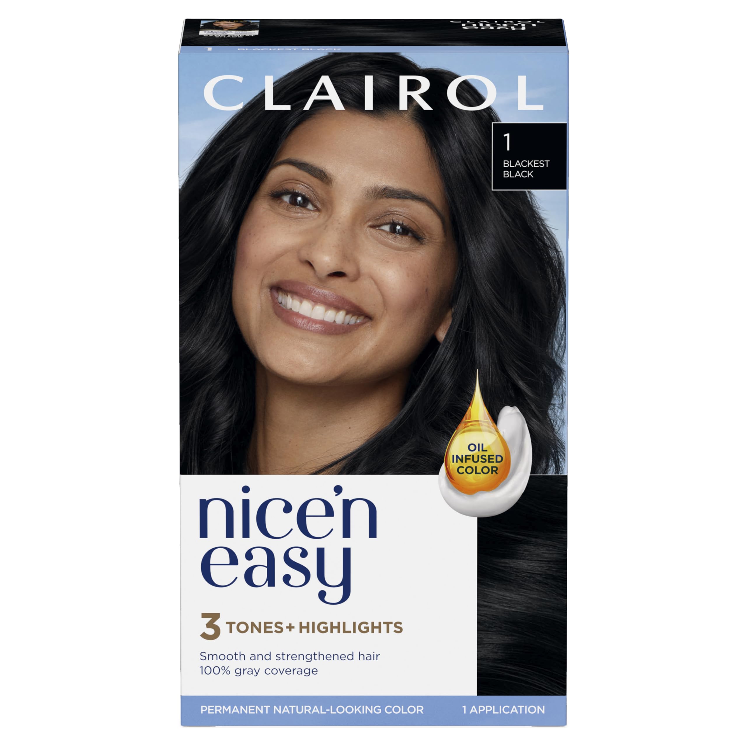 Foto 2 pulgar | Tinte Para El Cabello Clairol Nice'n Easy Permanent 1 Blackest Black X1 - Venta Internacional.
