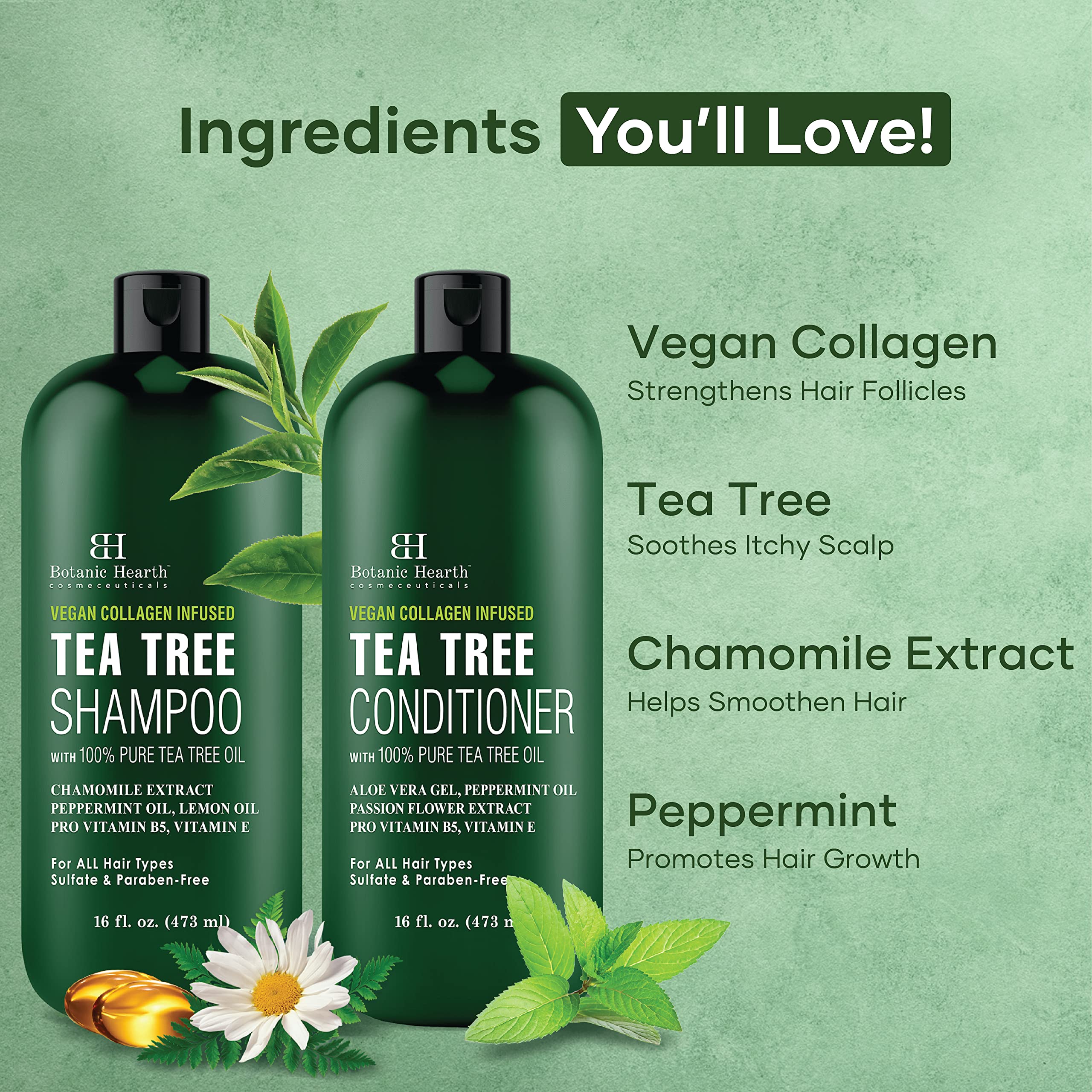 Foto 3 pulgar | Set De Champú Y Acondicionador Botanic Hearth Tea Tree - Venta Internacional.