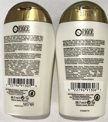 Foto 3 pulgar | Champú Y Acondicionador Ogx Coconut Milk Travel, Tamaño 90 Ml - Venta Internacional.