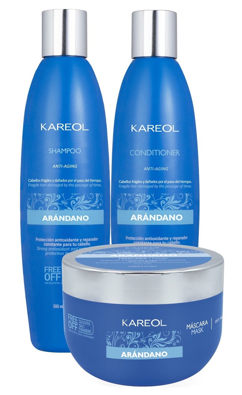 Foto 2 pulgar | Kit Cuidado De Cabello Kareol Arándano Anti Edad Sh, Ac Y Tratamiento 3 Piezas