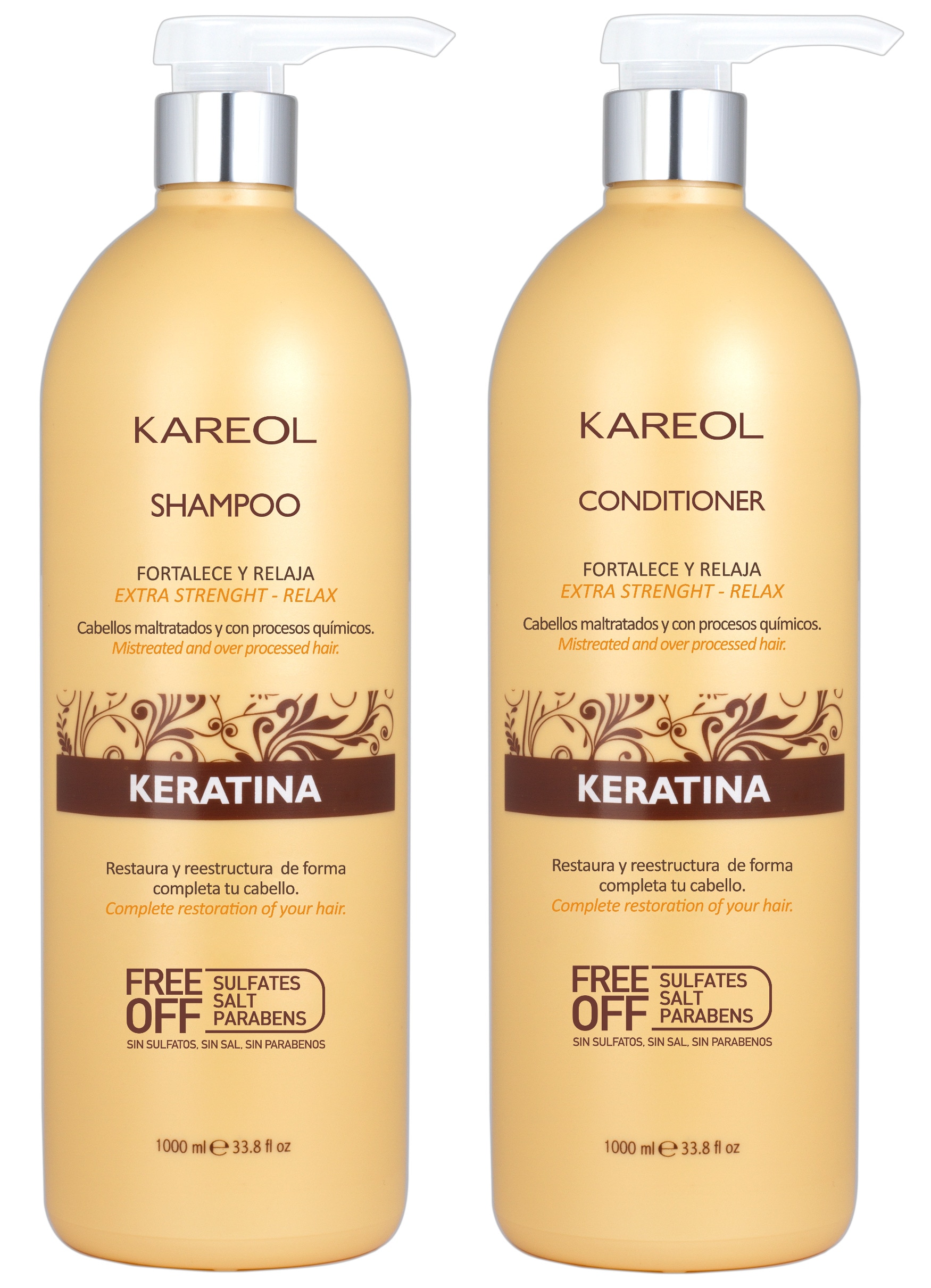 Kit Cuidado De Cabello Kareol Keratina Restauración Sh Y Ac 1 Litro $629