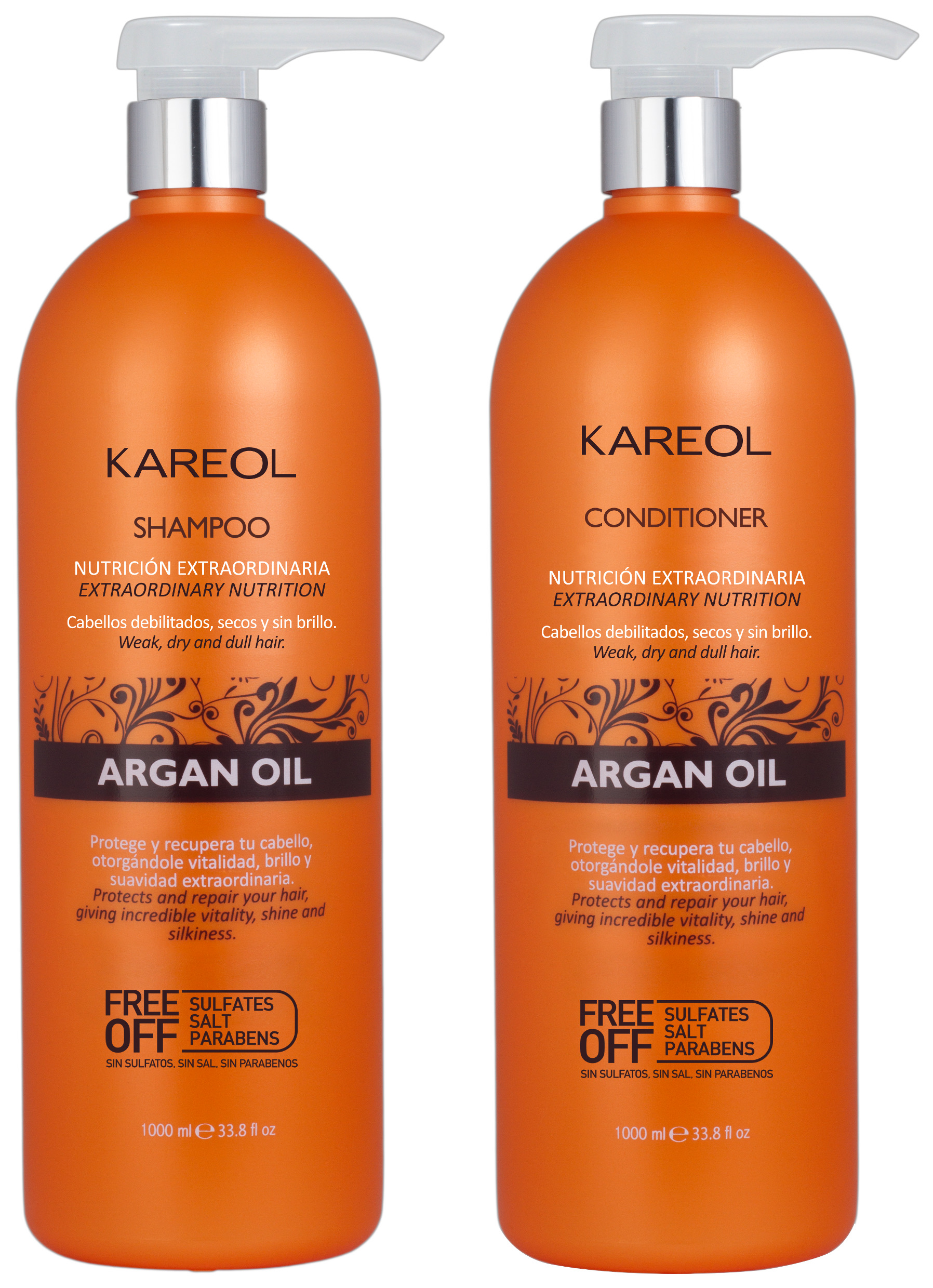 Kit Cuidado De Cabello Kareol Argan Oil Hidratación Sh Y Ac 1 Litro