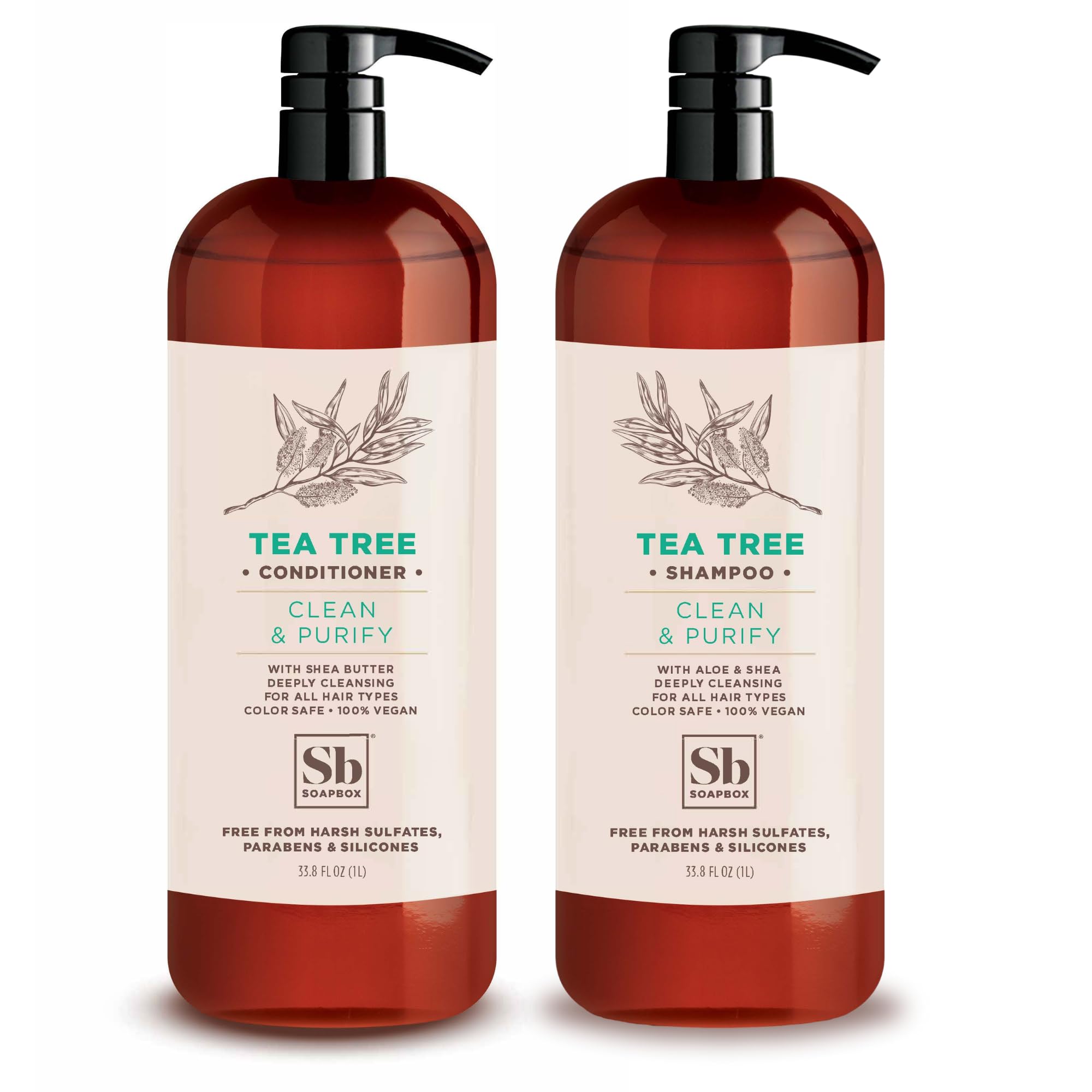 Foto 1 | Set De Champú Y Acondicionador Soapbox Con Aceite De Árbol De Té, 1 Litro - Venta Internacional.