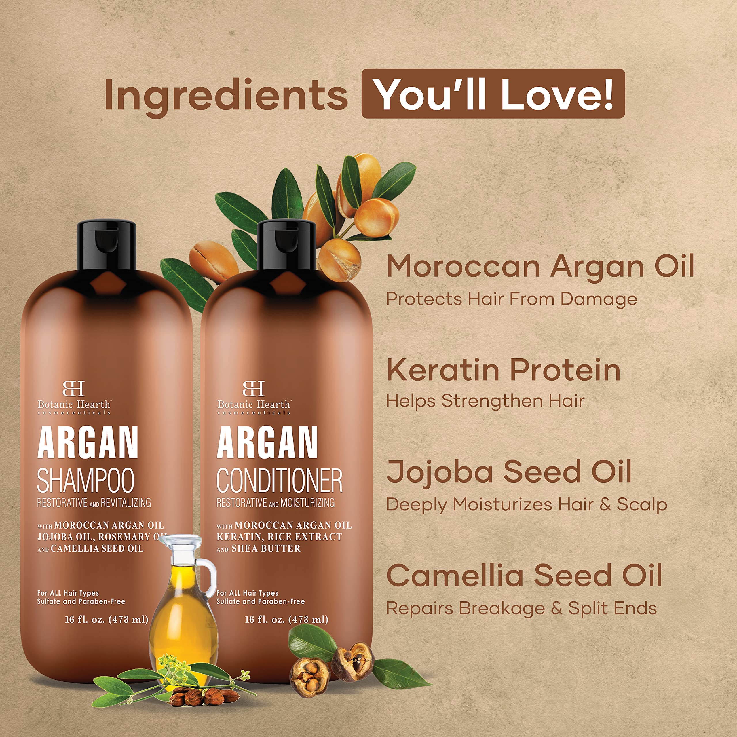 Foto 3 pulgar | Set De Champú Y Acondicionador Botanic Hearth Argan Oil - Venta Internacional.
