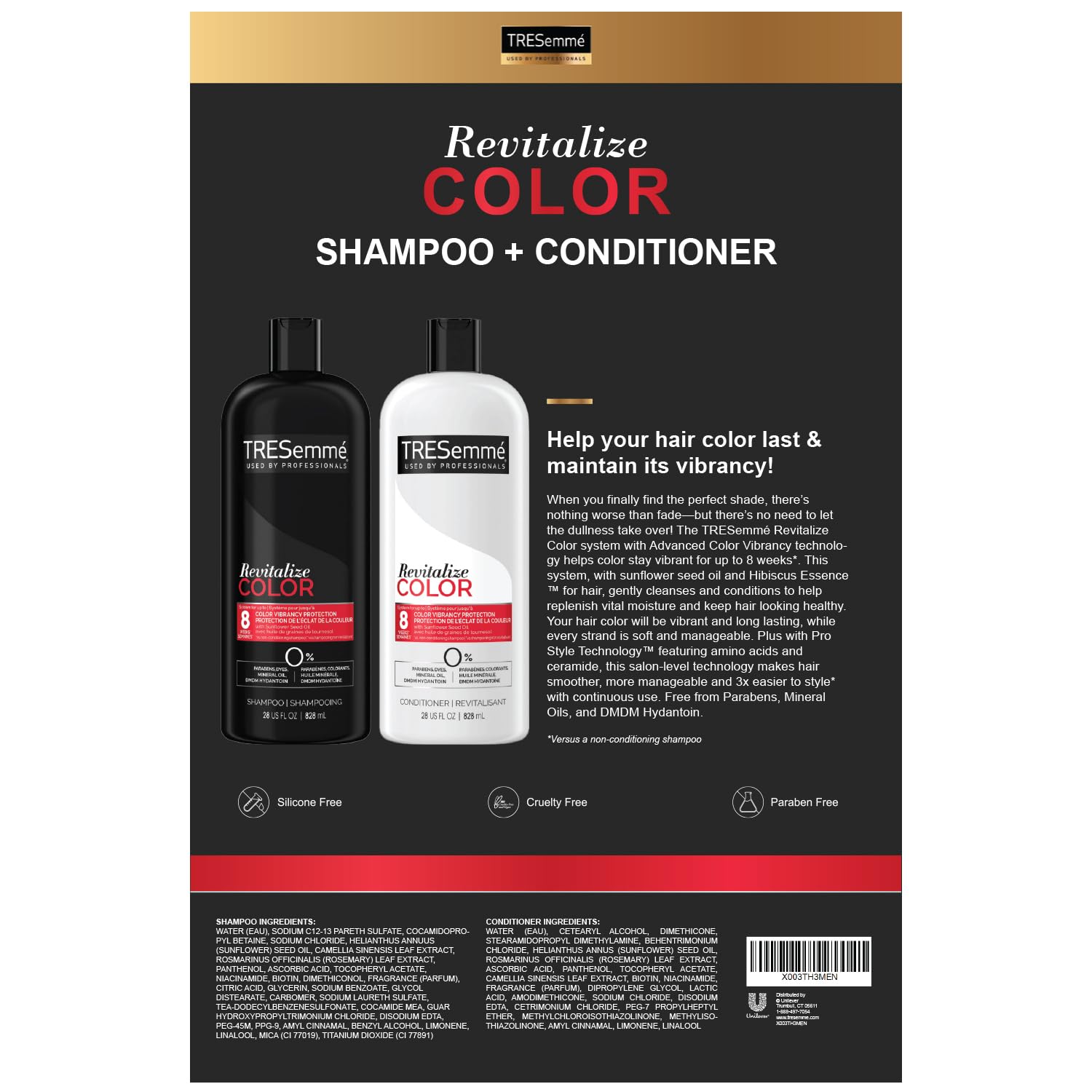 Foto 4 pulgar | Set De Champú Y Acondicionador Tresemmé Color Revitalize 800 Ml - Venta Internacional.