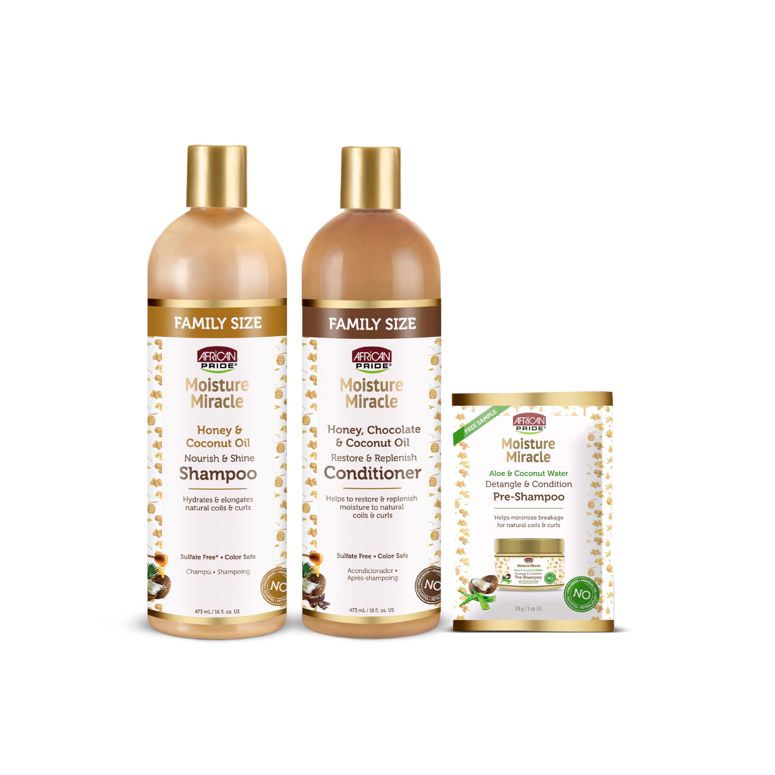 Set 3 En 1 Para El Cuidado Del Cabello African Pride Moisture Miracle - Venta Internacional.