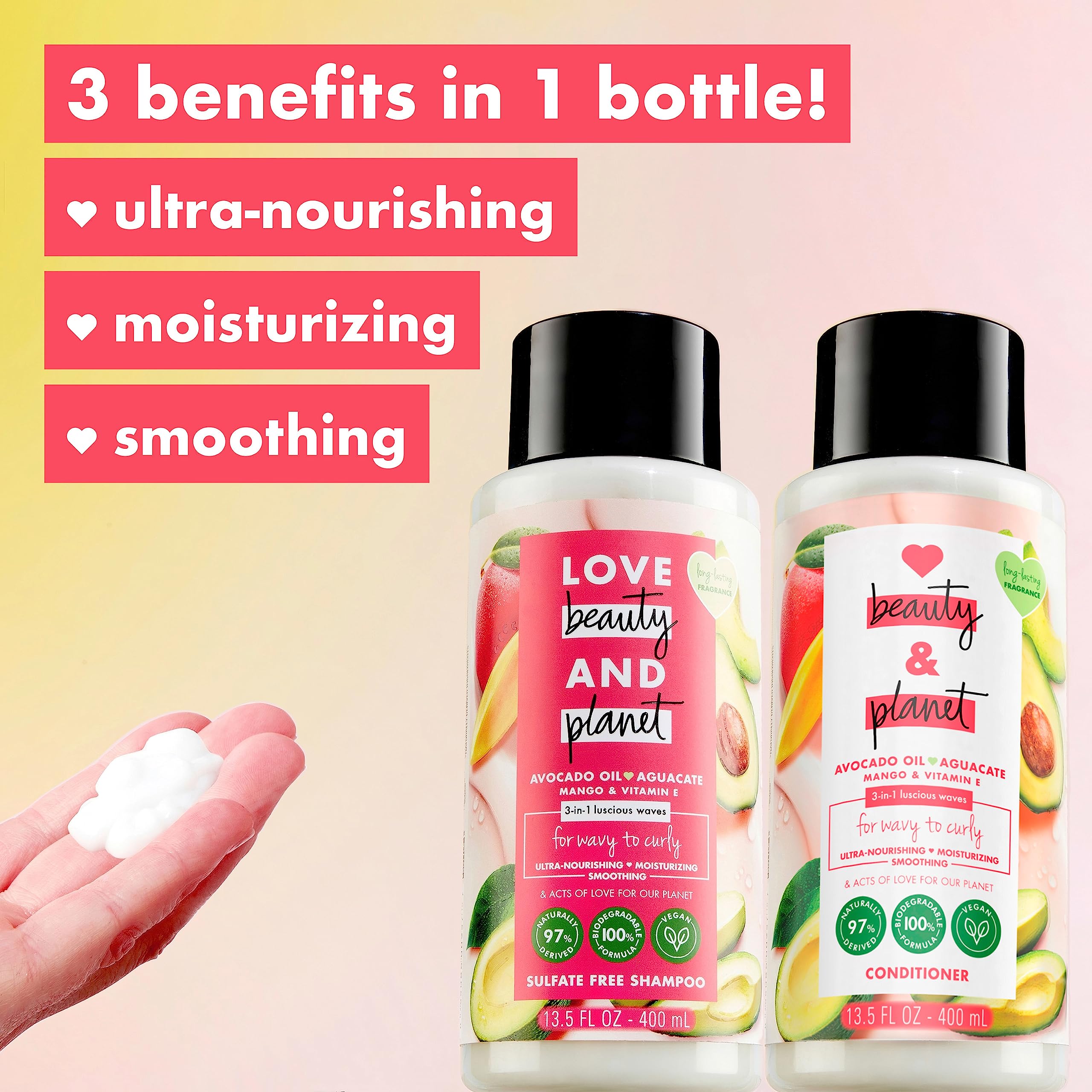 Foto 5 pulgar | Champú Y Acondicionador Love Beauty Planet Avocado Oil - Venta Internacional.