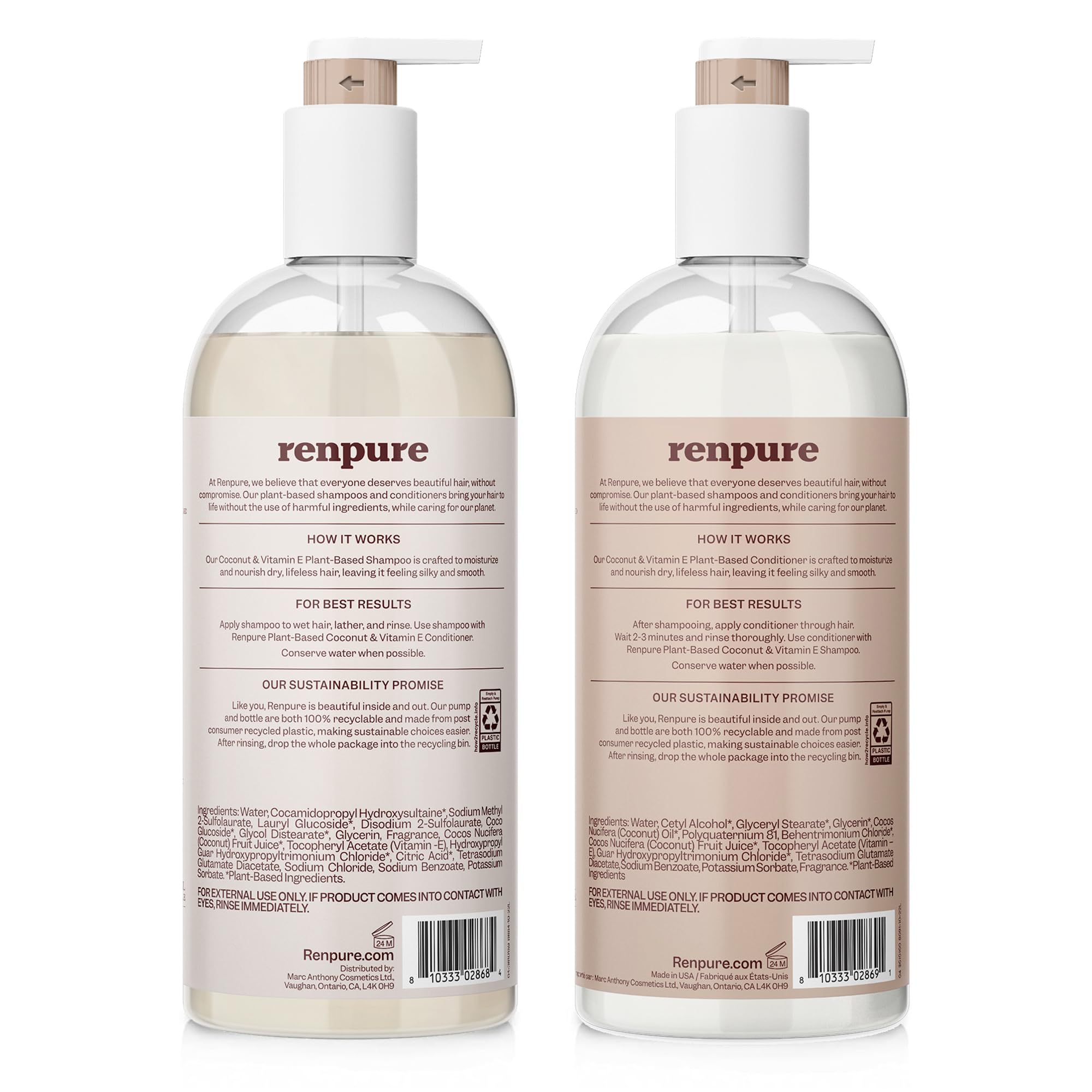 Foto 8 pulgar | Set De Champú Y Acondicionador Renpure Coco Y Vitamina E 720ml - Venta Internacional.