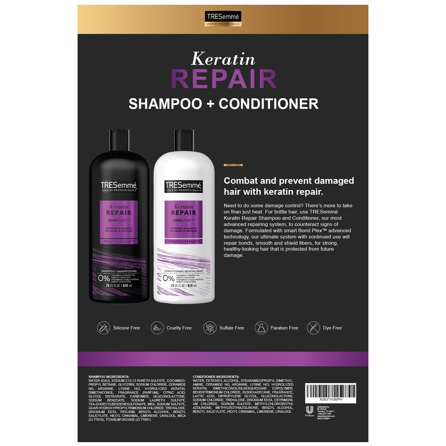 Foto 4 pulgar | Set De Champú Y Acondicionador Para Tratamiento Capilar Tresemmé Keratin - Venta Internacional.
