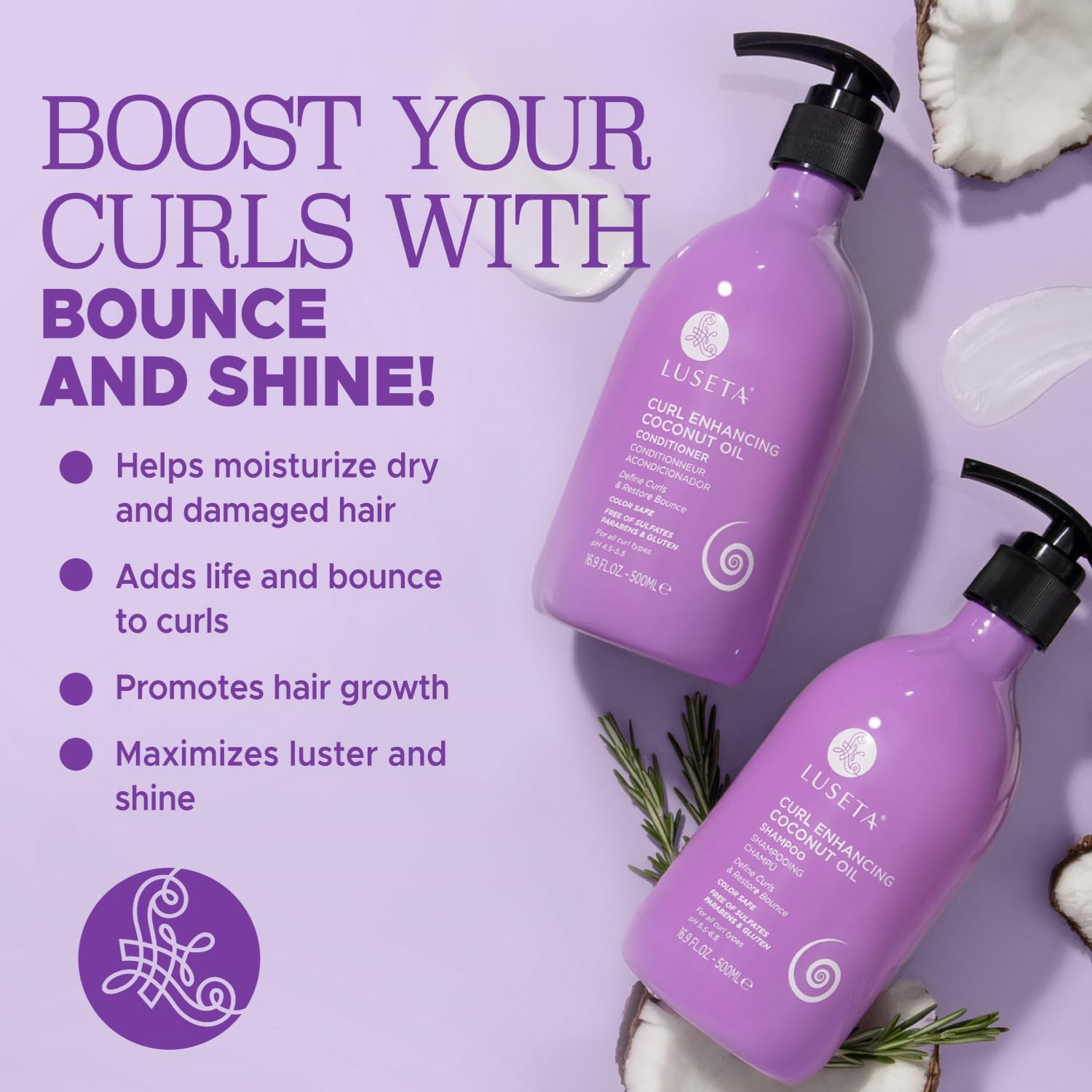 Foto 3 pulgar | Set De Champú Y Acondicionador Luseta Curly Hair Con Aceite De Coco - Venta Internacional.