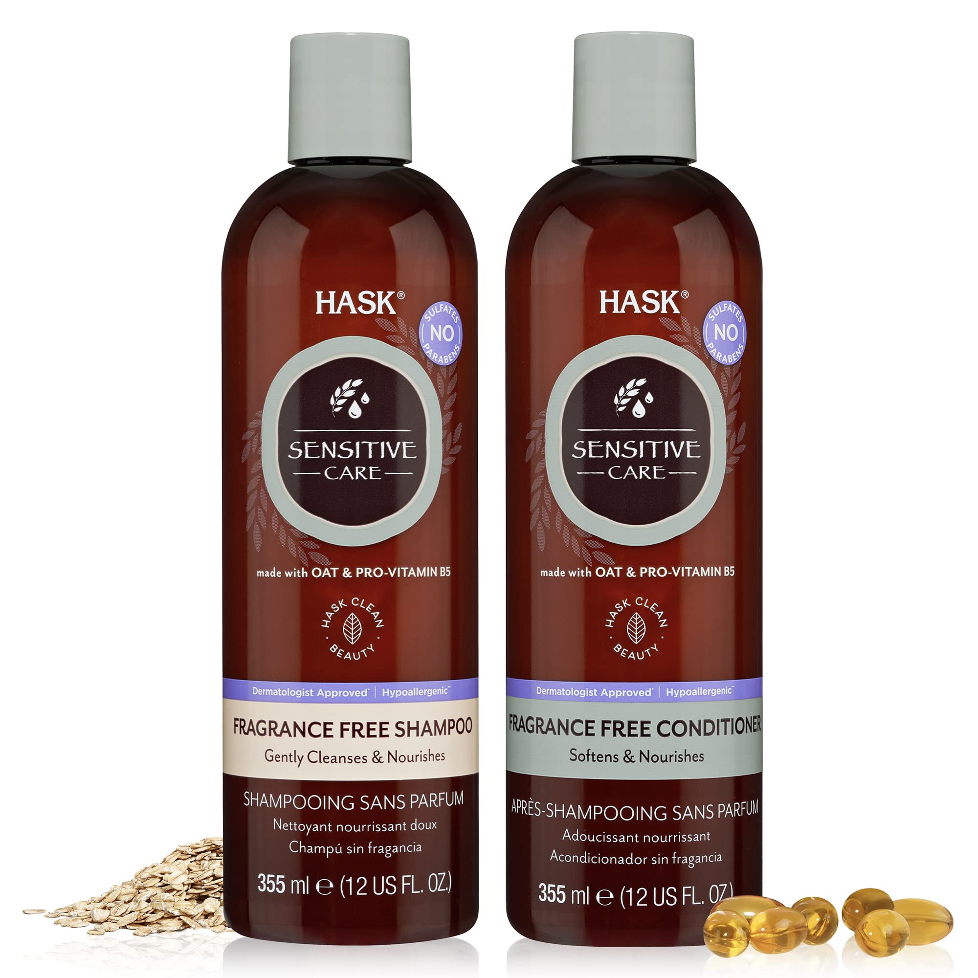 Set De Champú Y Acondicionador Hask Sensitive Care Sin Fragancia - Venta Internacional.