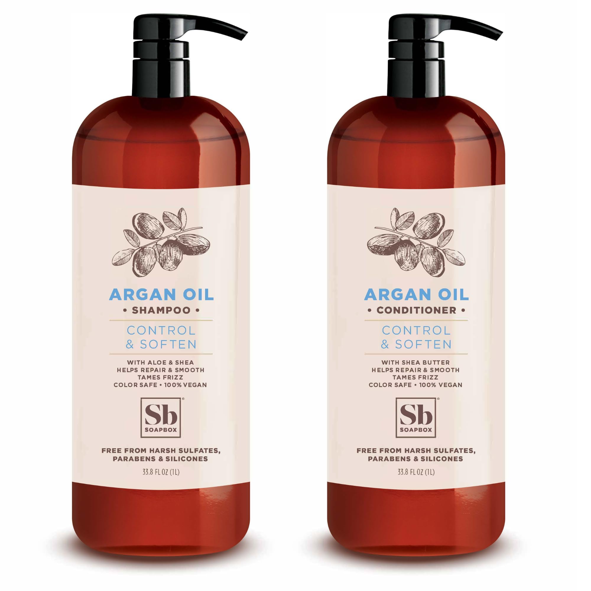 Foto 2 pulgar | Set De Champú Y Acondicionador Soapbox Argan Voluminizing 1l (x2) - Venta Internacional.