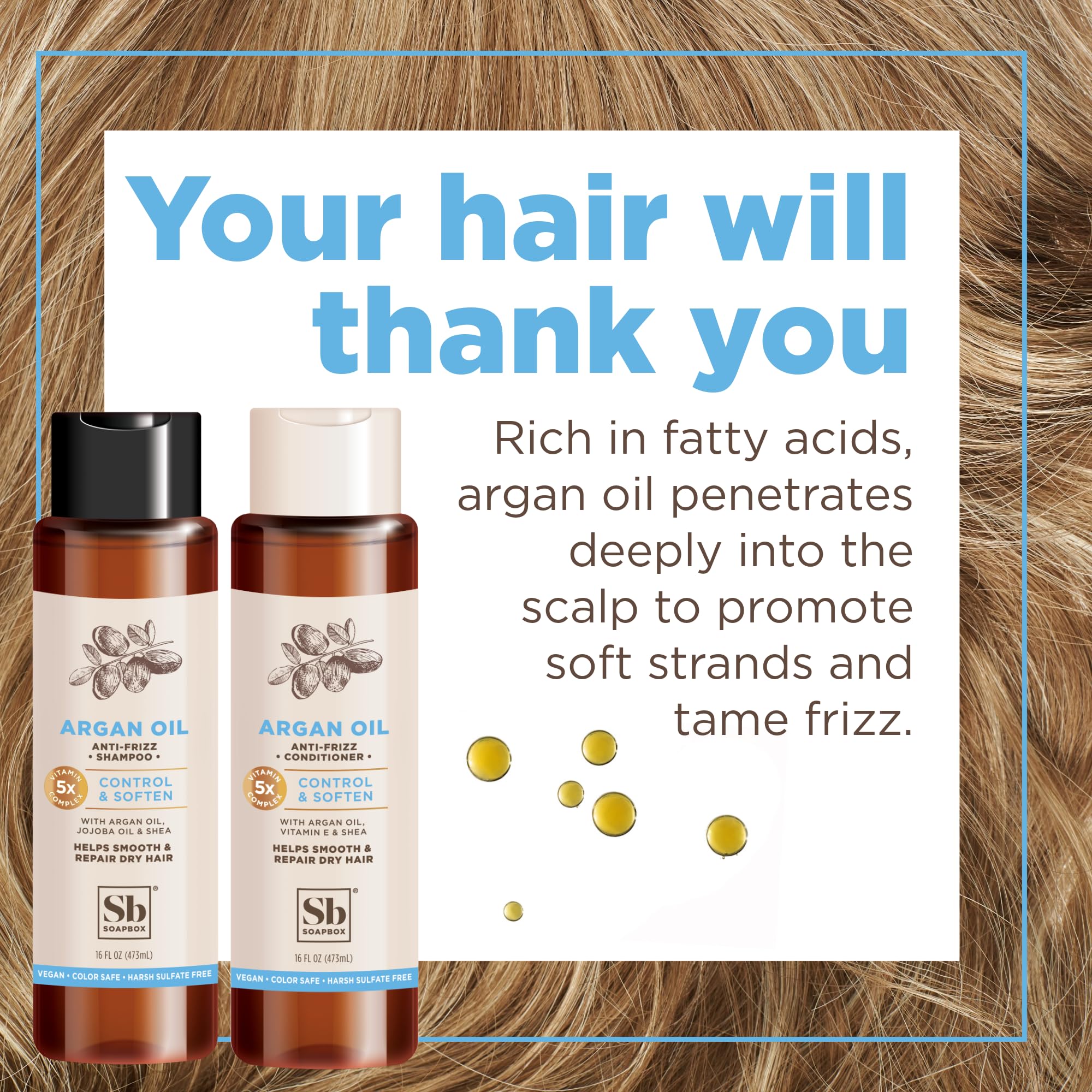 Foto 4 pulgar | Set De Champú Y Acondicionador Soapbox Argan Voluminizing 1l (x2) - Venta Internacional.