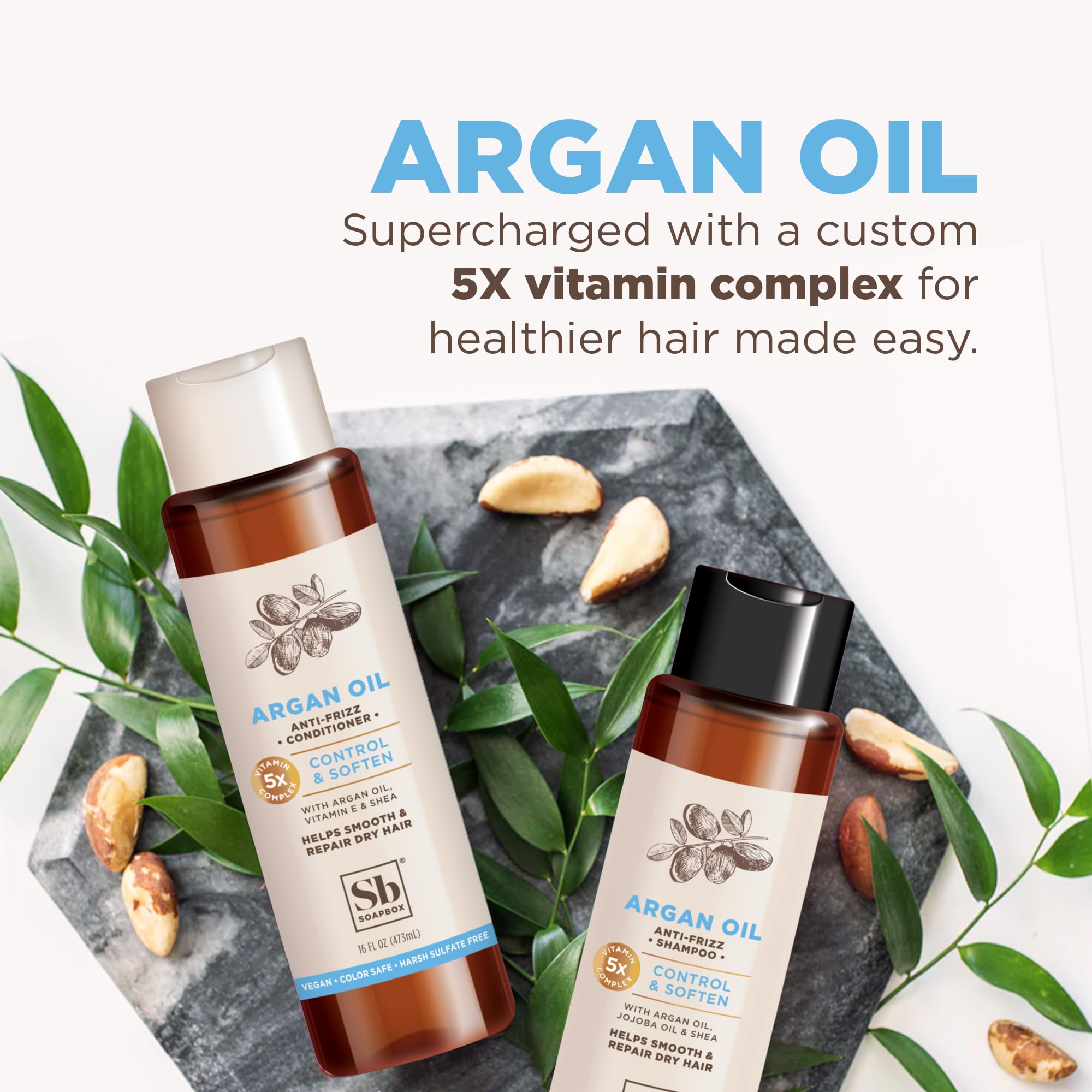 Foto 5 pulgar | Set De Champú Y Acondicionador Soapbox Argan Voluminizing 1l (x2) - Venta Internacional.