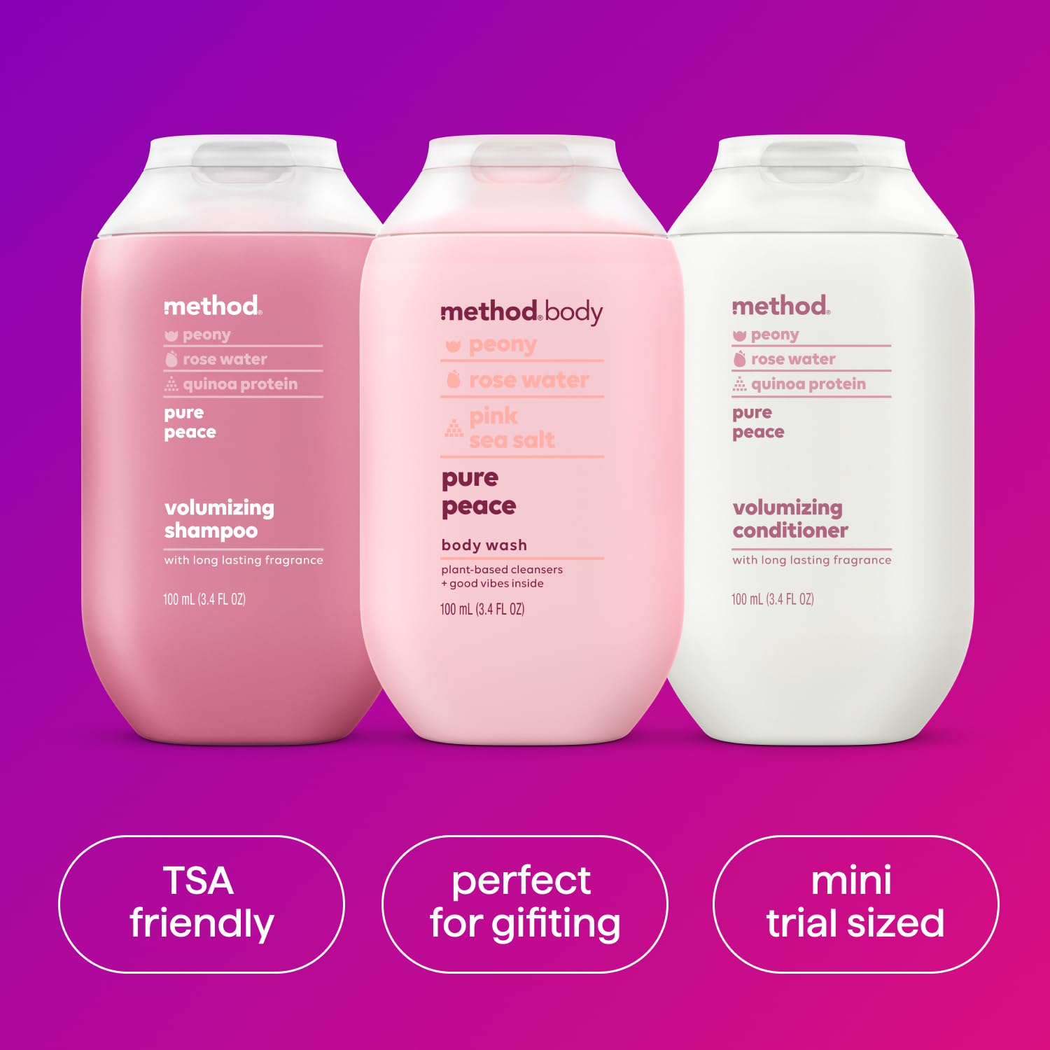 Foto 4 | Set De Regalo Method, Gel De Baño Y Cuidado Del Cabello Pure Peace, 100 Ml - Venta Internacional.