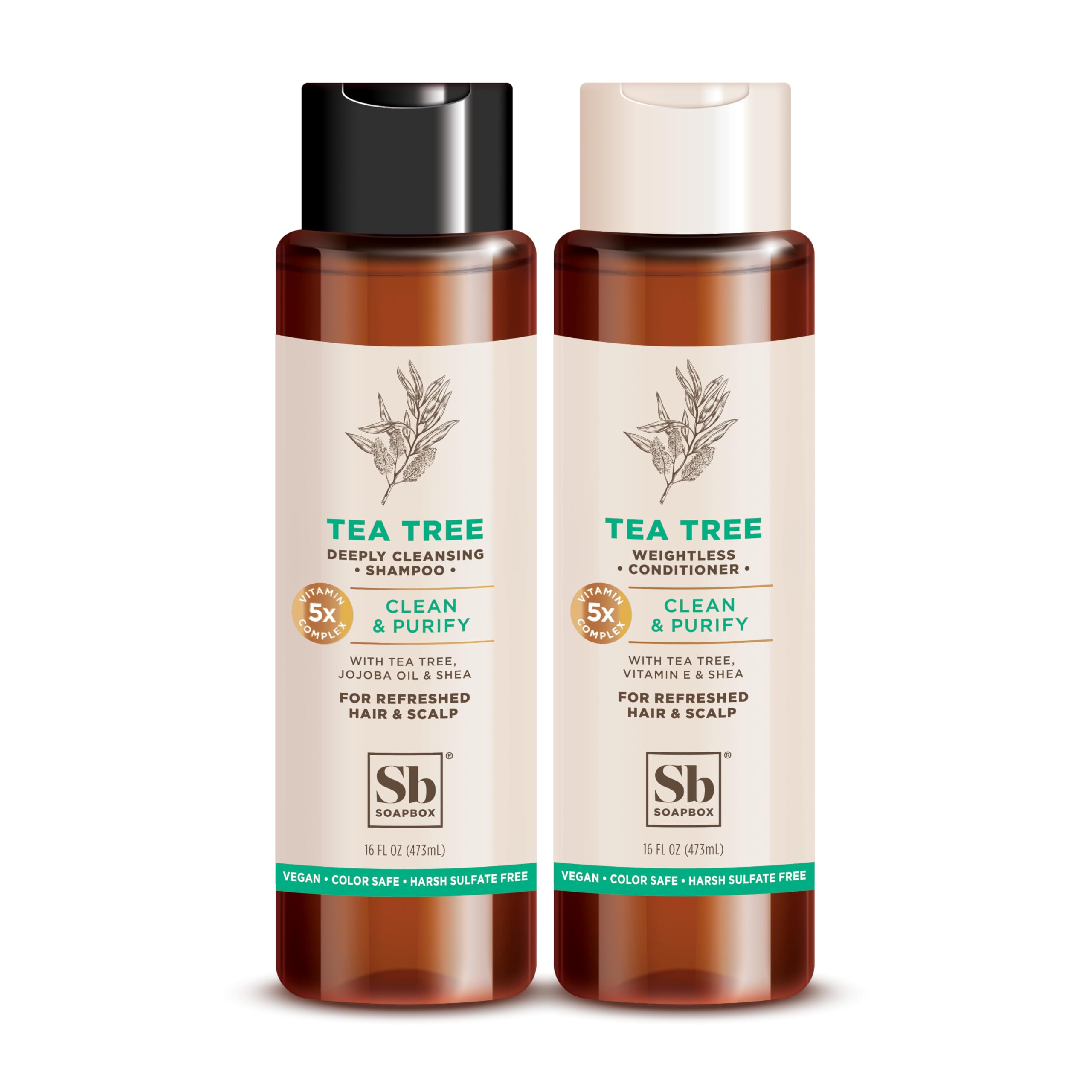 Foto 2 pulgar | Set De Champú Y Acondicionador Soapbox Con Aceite De Árbol De Té 480 Ml - Venta Internacional.