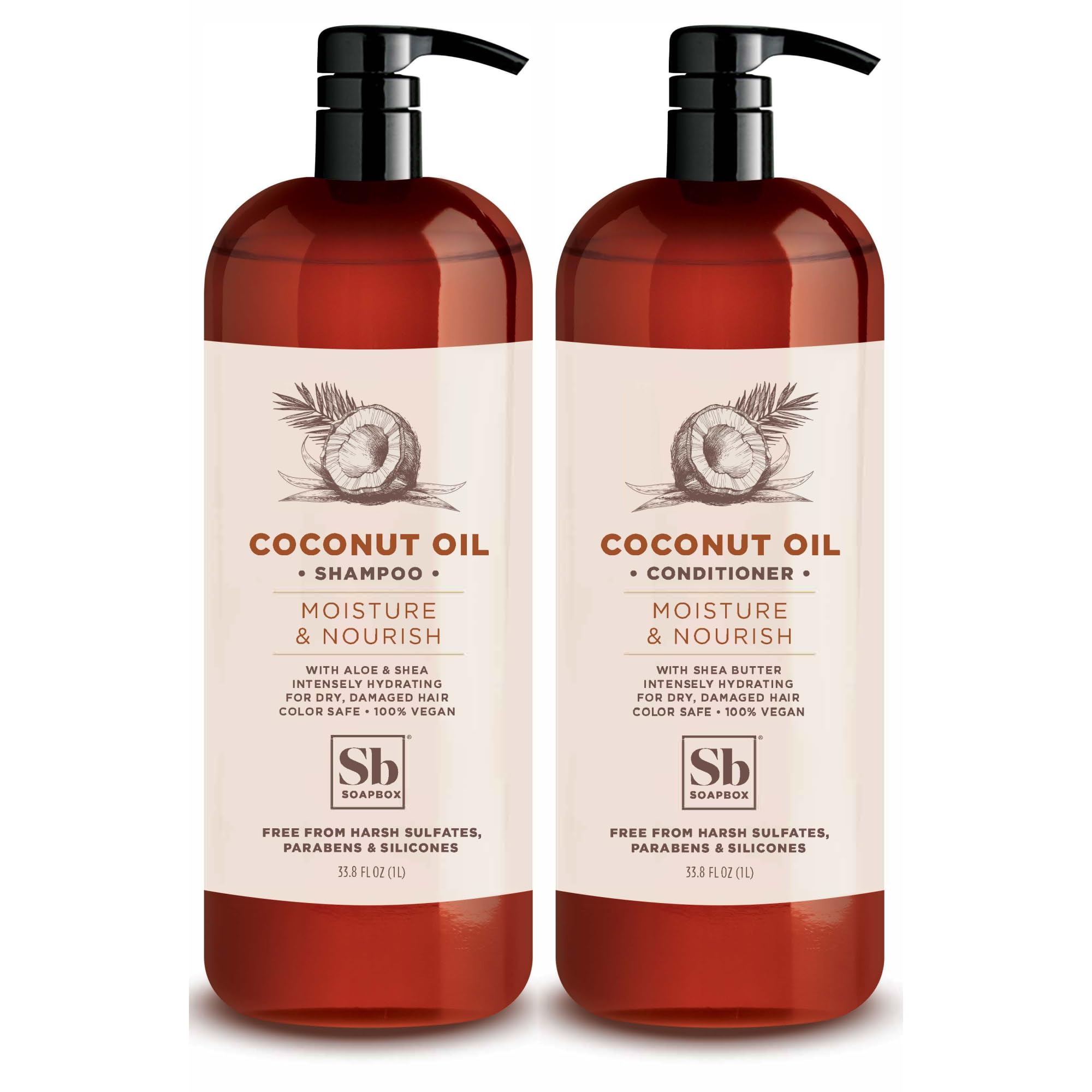 Foto 1 | Set De Champú Y Acondicionador Soapbox Con Aceite De Coco 1l (x2) - Venta Internacional.