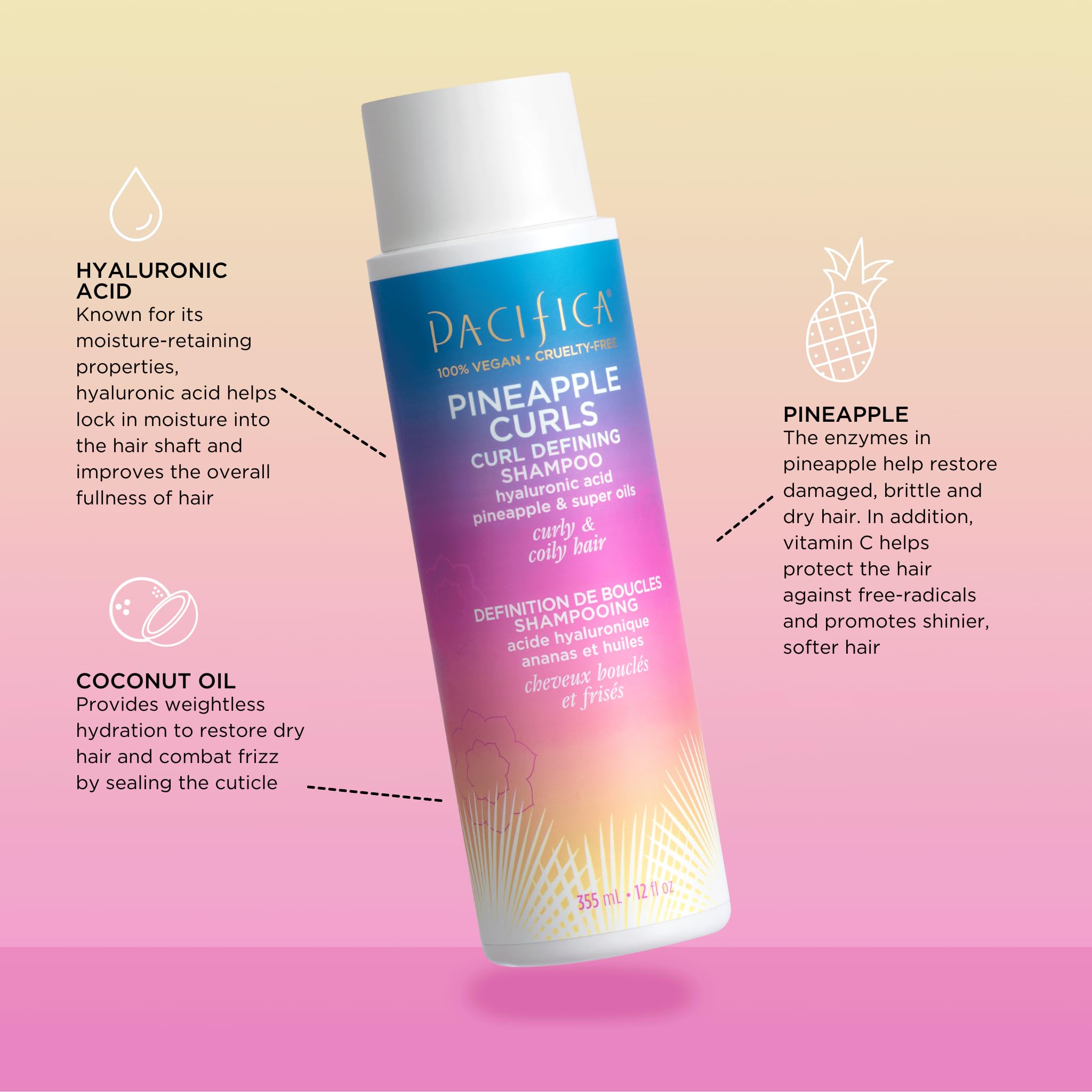 Foto 2 | Set De Champú Y Acondicionador Pacifica Pineapple Curls 360 Ml - Venta Internacional.