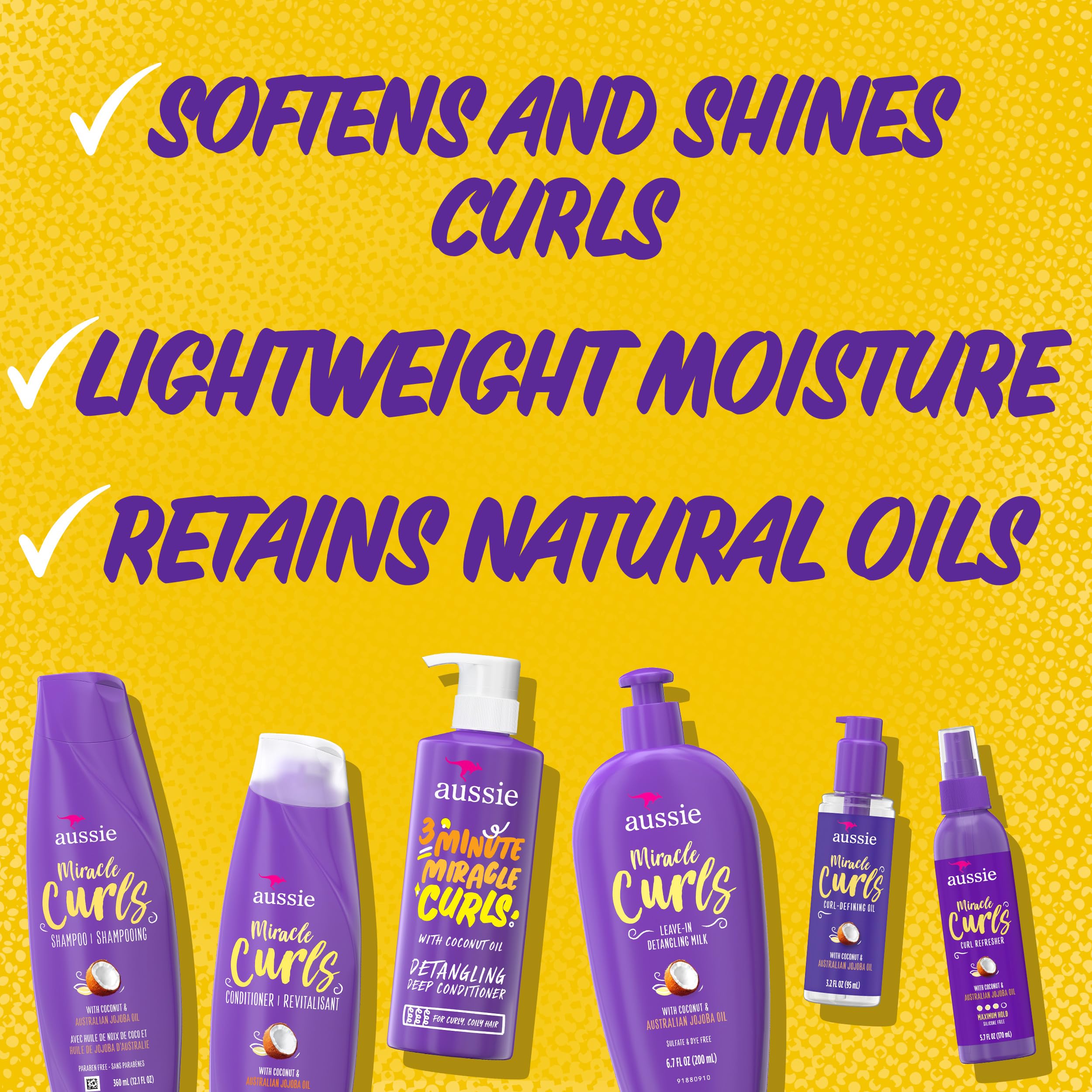 Foto 3 pulgar | Set Para El Cuidado Del Cabello Aussie Miracle Curls, Champú Y Acondicionador +4 - Venta Internacional.