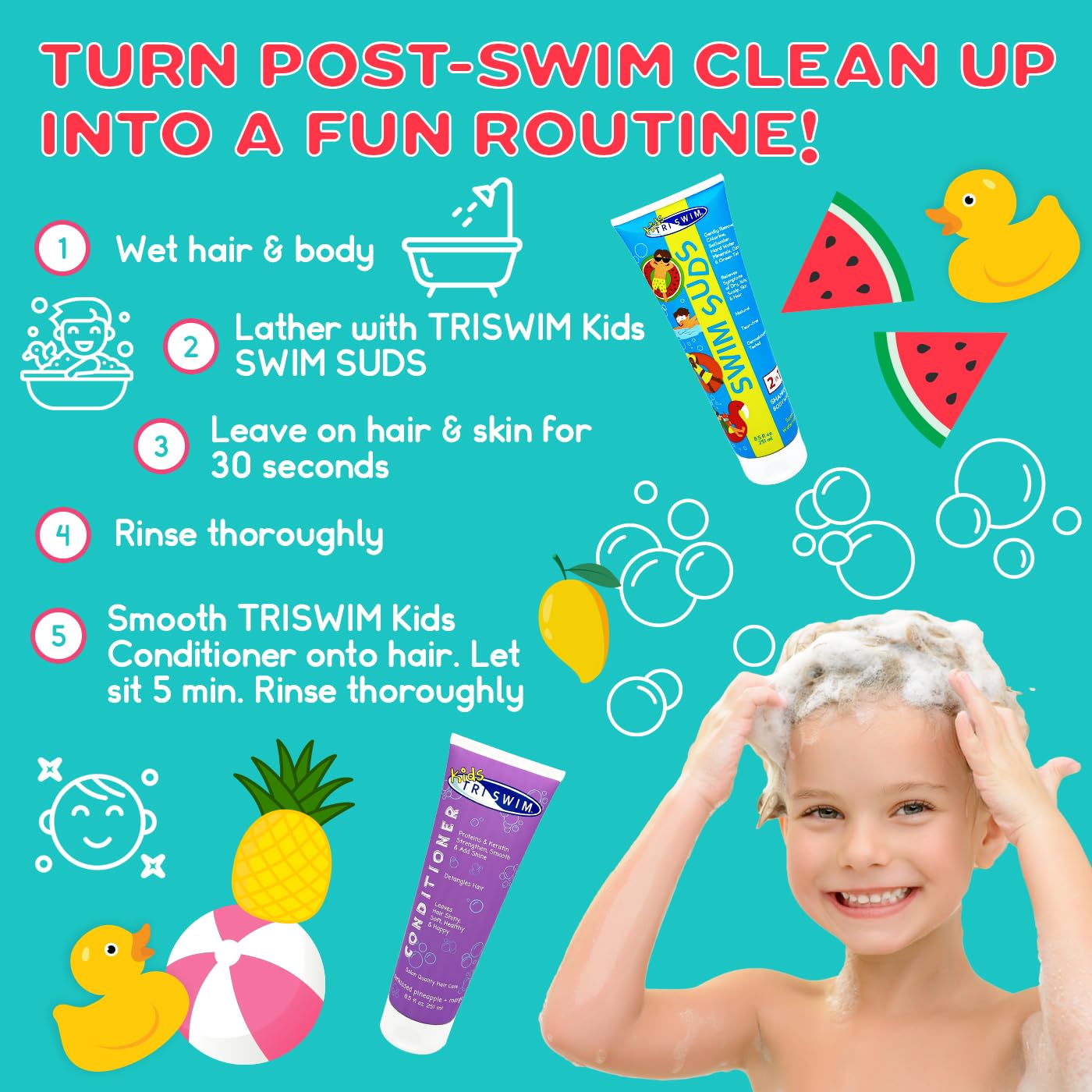 Foto 3 pulgar | Set De Espuma Y Acondicionador Swim, Champú 2 En 1, 250 Ml, Triswim - Venta Internacional.