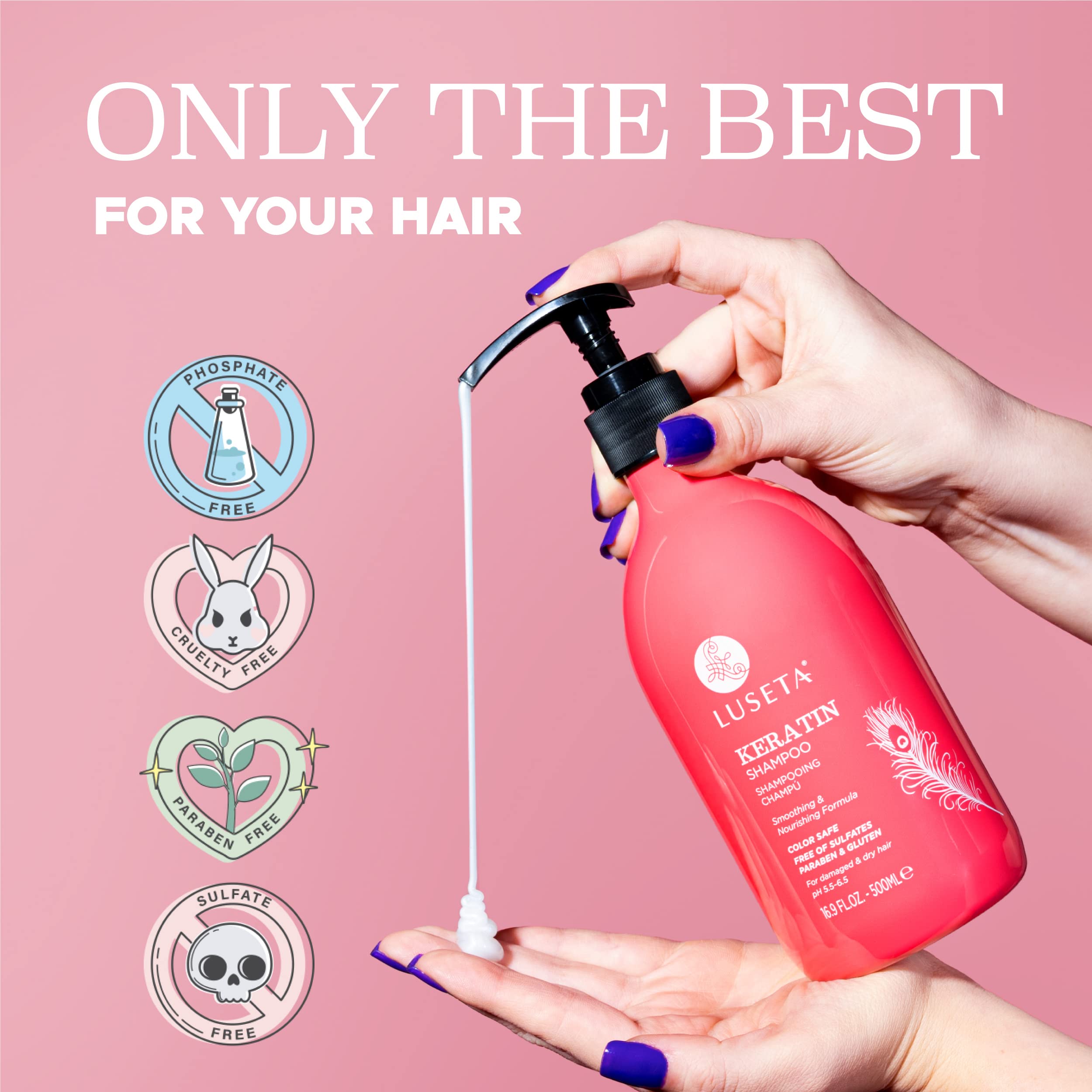 Foto 5 pulgar | Champú Luseta Keratin Para Cabello Seco Y Dañado, 500 Ml, Teñido - Venta Internacional.