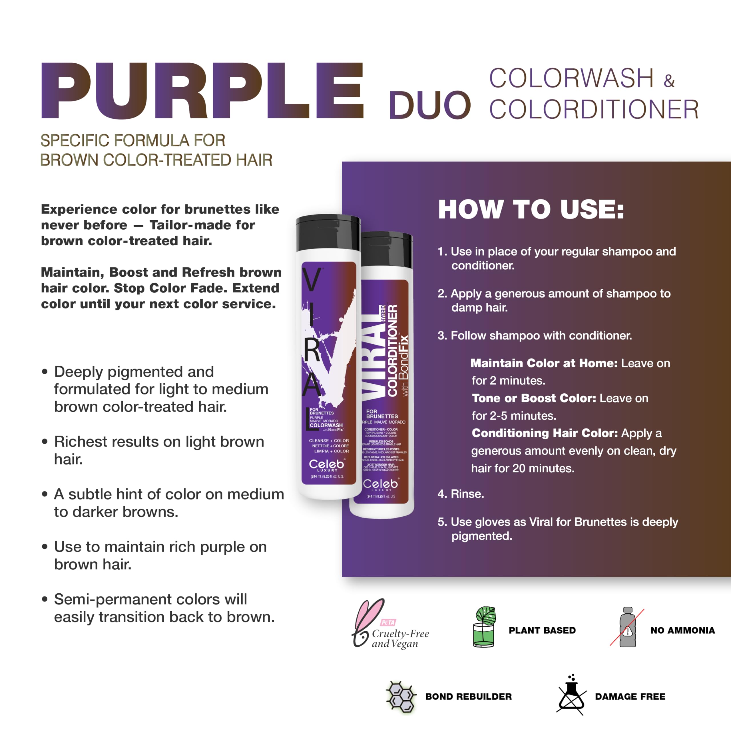 Foto 4 pulgar | Hair Care Celeb Luxury Viral Purple For Morenas Duo - Venta Internacional.