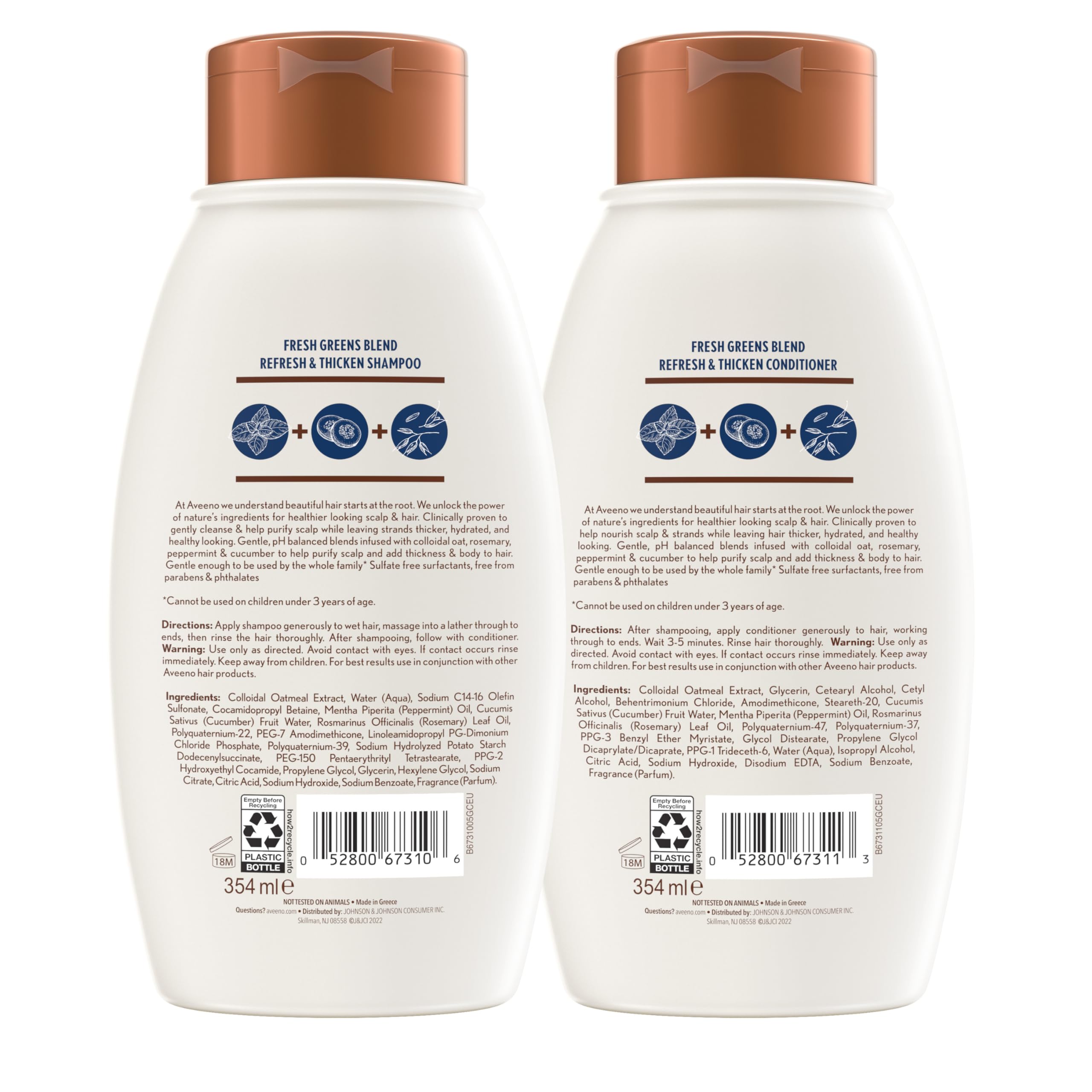 Foto 3 pulgar | Champú Y Acondicionador Aveeno Fresh Greens 355 Ml X 2 - Venta Internacional.