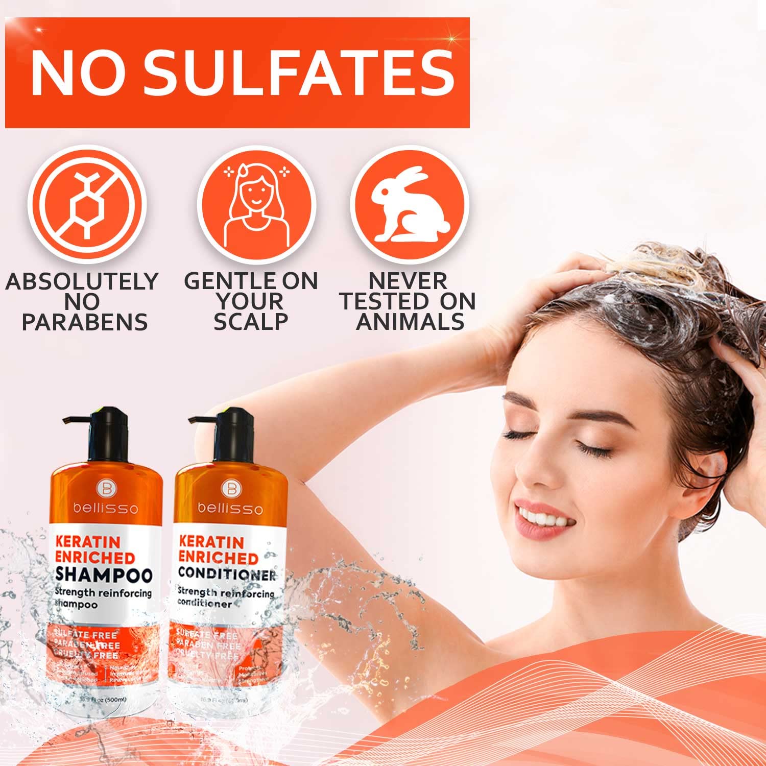Foto 5 pulgar | Set De Champú Y Acondicionador Bellisso Keratin Anti Frizz - Venta Internacional.