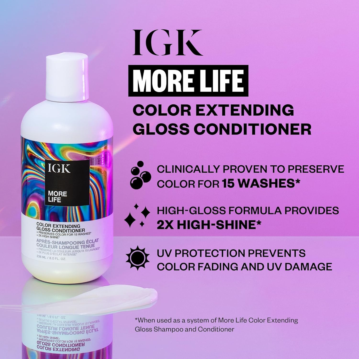 Foto 3 pulgar | Set De Champú Y Acondicionador Igk More Life Color Extender - Venta Internacional.