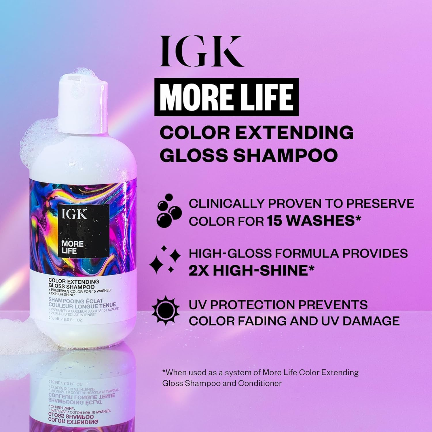 Foto 4 pulgar | Set De Champú Y Acondicionador Igk More Life Color Extender - Venta Internacional.