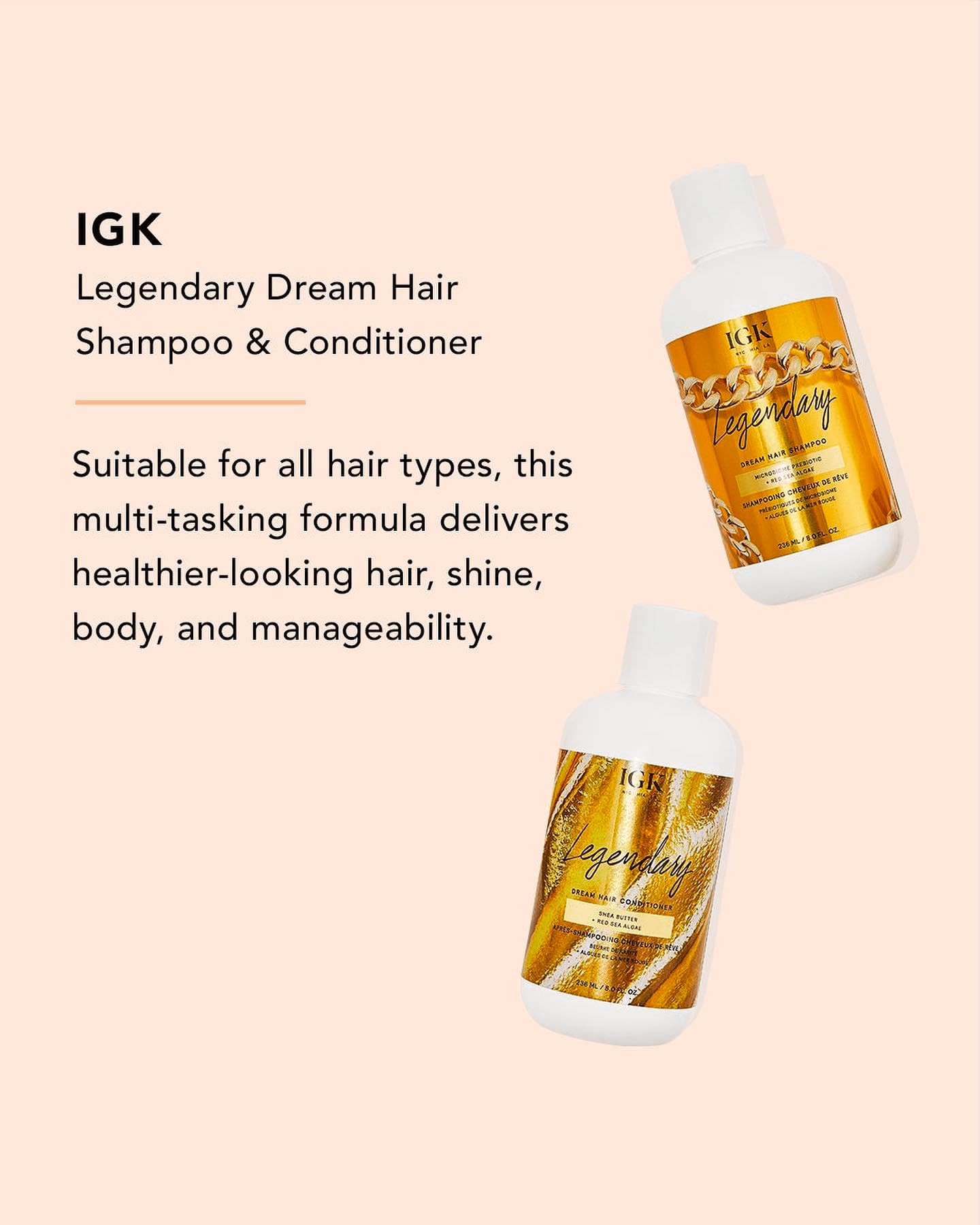 Foto 8 pulgar | Set De Champú Y Acondicionador Igk Legendary Dream Hair 240 Ml - Venta Internacional.