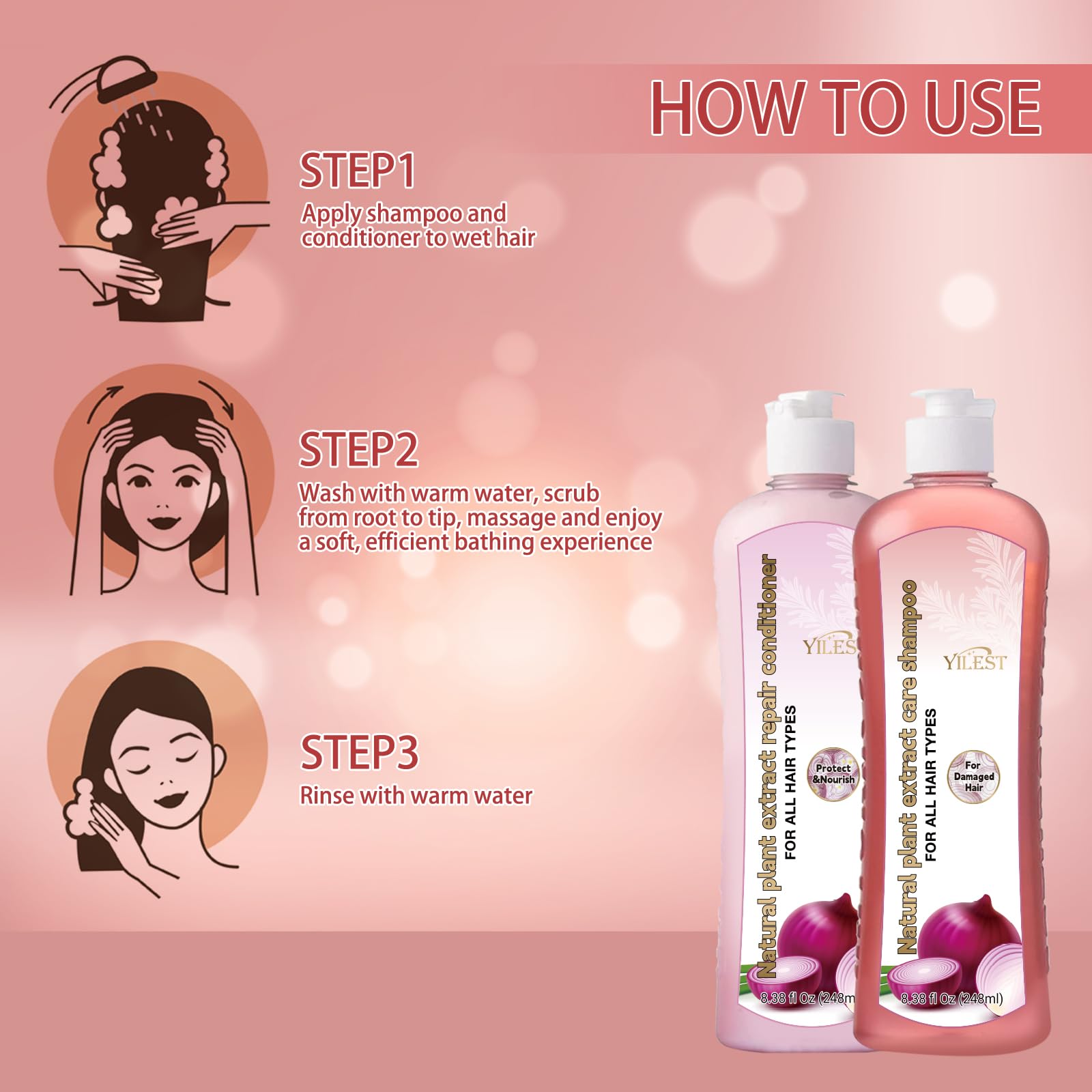 Foto 7 pulgar | Set De Champú Y Tratamiento Con Cebolla, Biotina Y Romero Para El Cuidado Del Cabello - Venta Internacional.