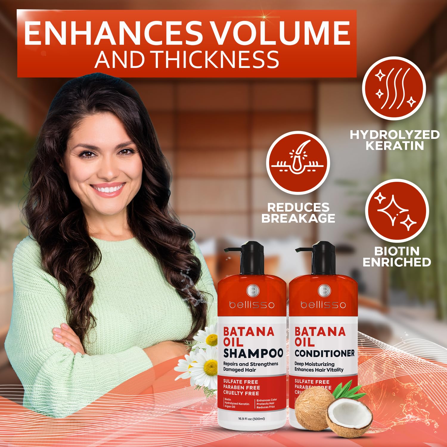 Foto 6 pulgar | Set De Champú Y Acondicionador Bellisso Batana Oil Thickening - Venta Internacional.