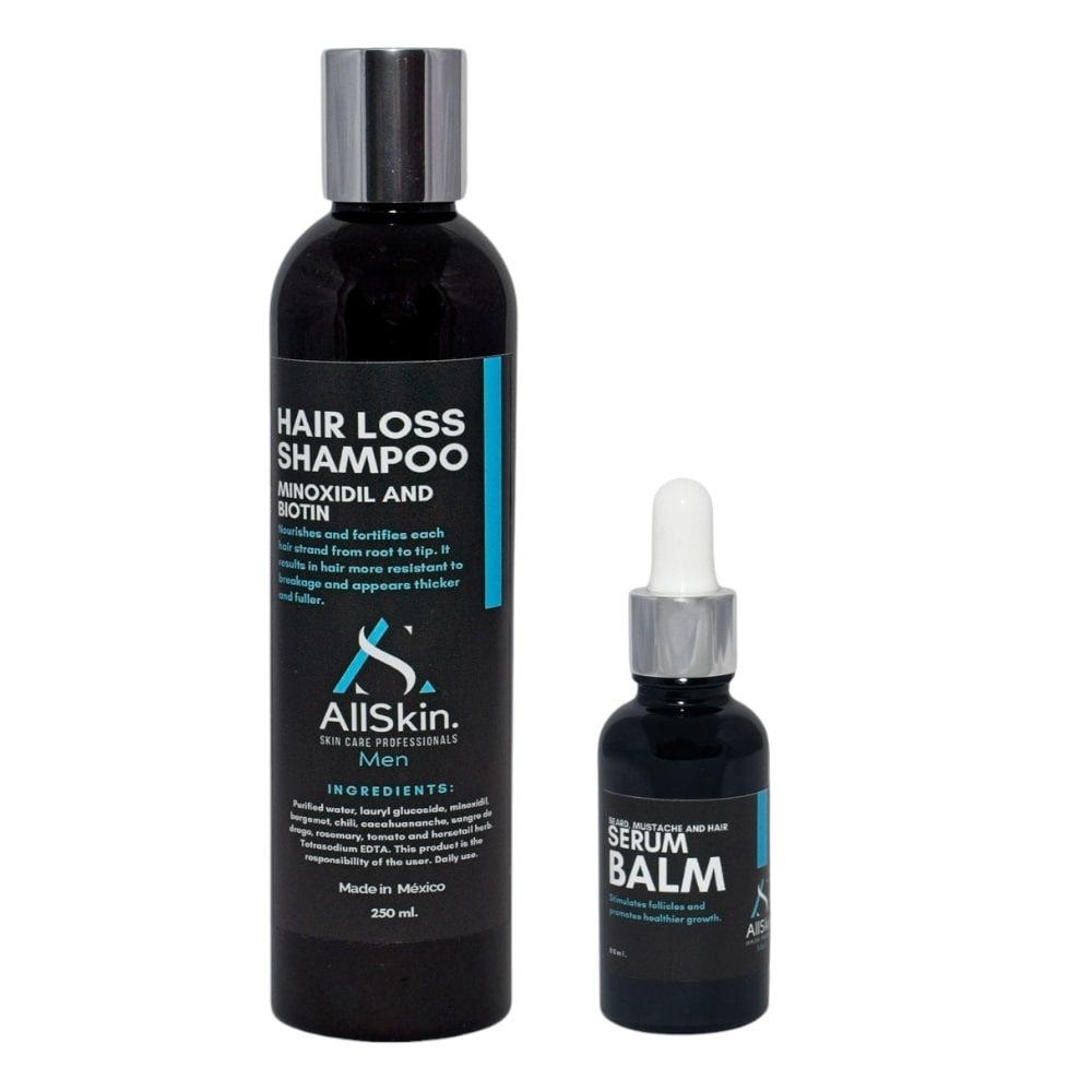Kit Anticaída De Pelo Con Shampoo Y Suero Con Minoxidil Y Biotina