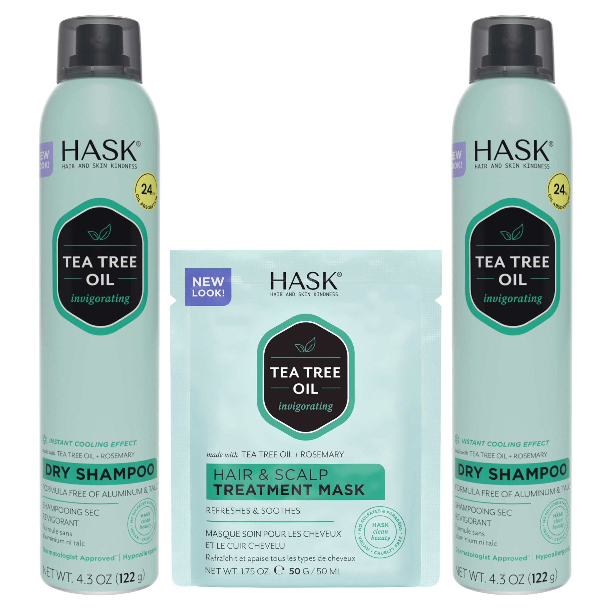 Foto 2 pulgar | Set De Cuidado Capilar Hask Tea Tree Revitalizing Dry Shampoo X2 - Venta Internacional.