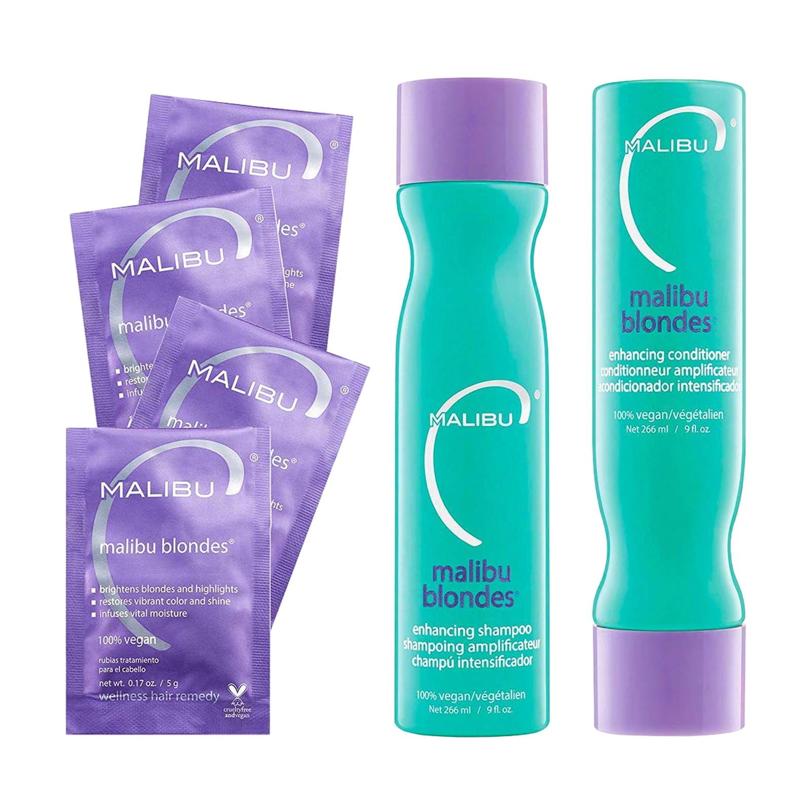 Set De Cuidado Del Cabello Malibu C Blondes Collection Para Rubias - Venta Internacional.