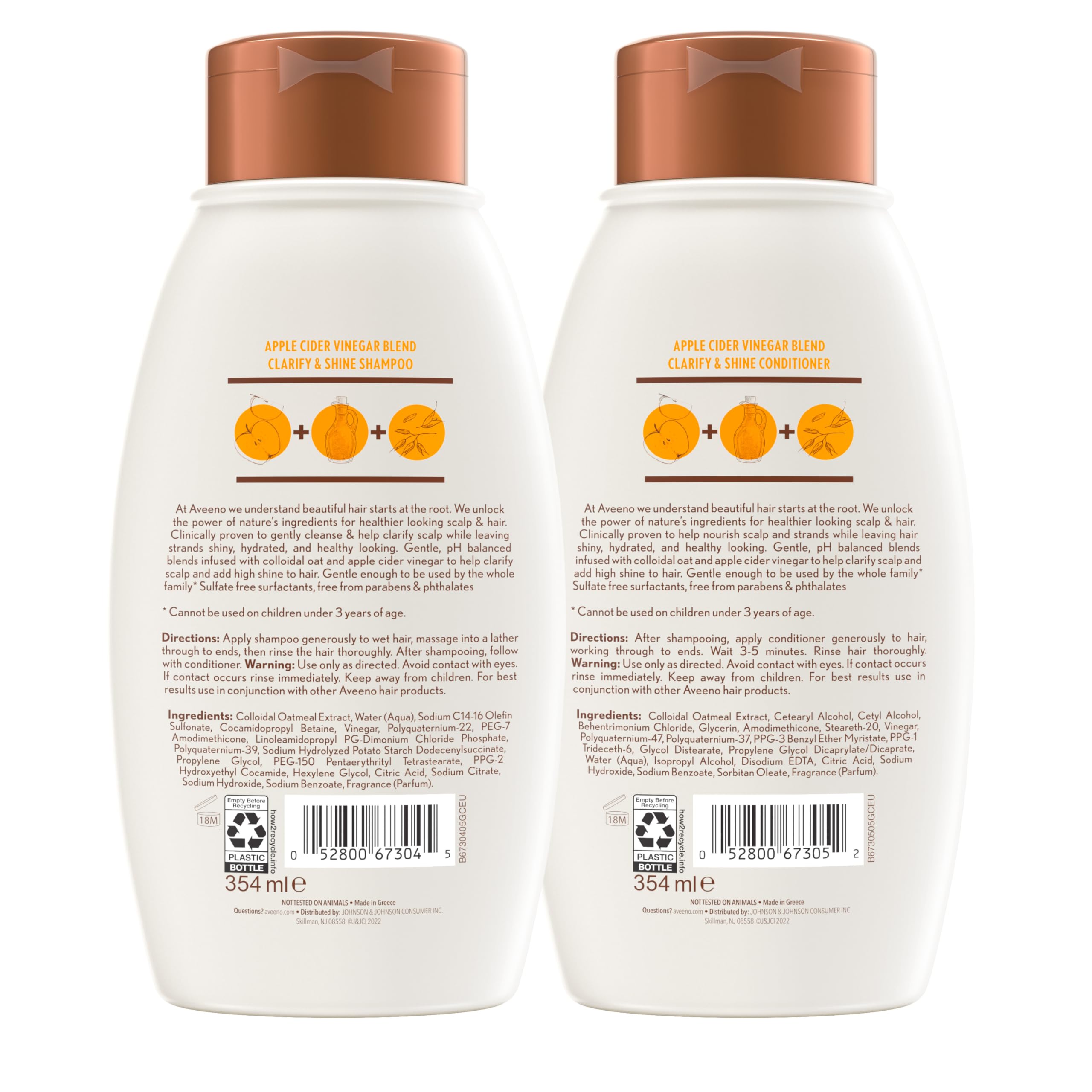 Foto 4 pulgar | Champú Y Acondicionador Aveeno Con Vinagre De Sidra De Manzana, 355 Ml - Venta Internacional.