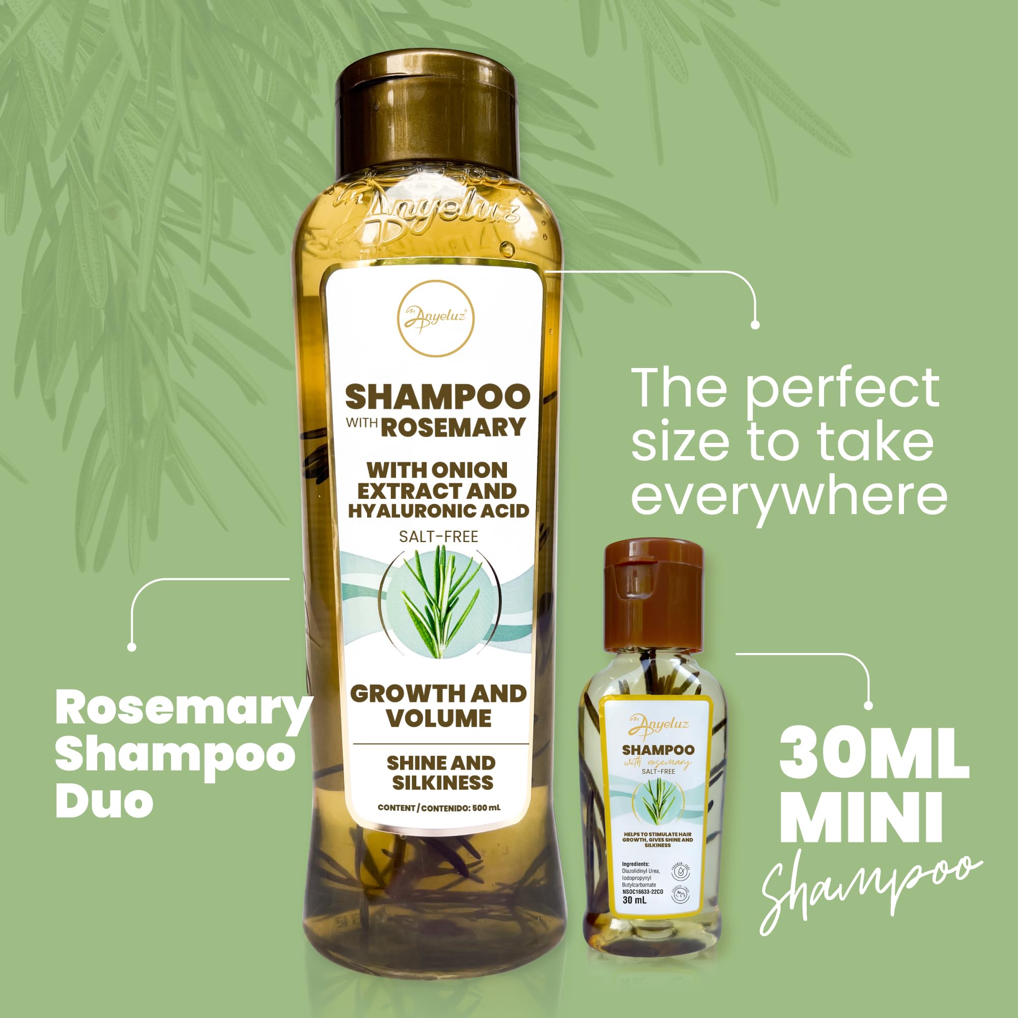 Foto 8 pulgar | Kit De Champú Anyeluz Rosemary Con Extracto De Cebolla 30 Ml + 1 L - Venta Internacional.